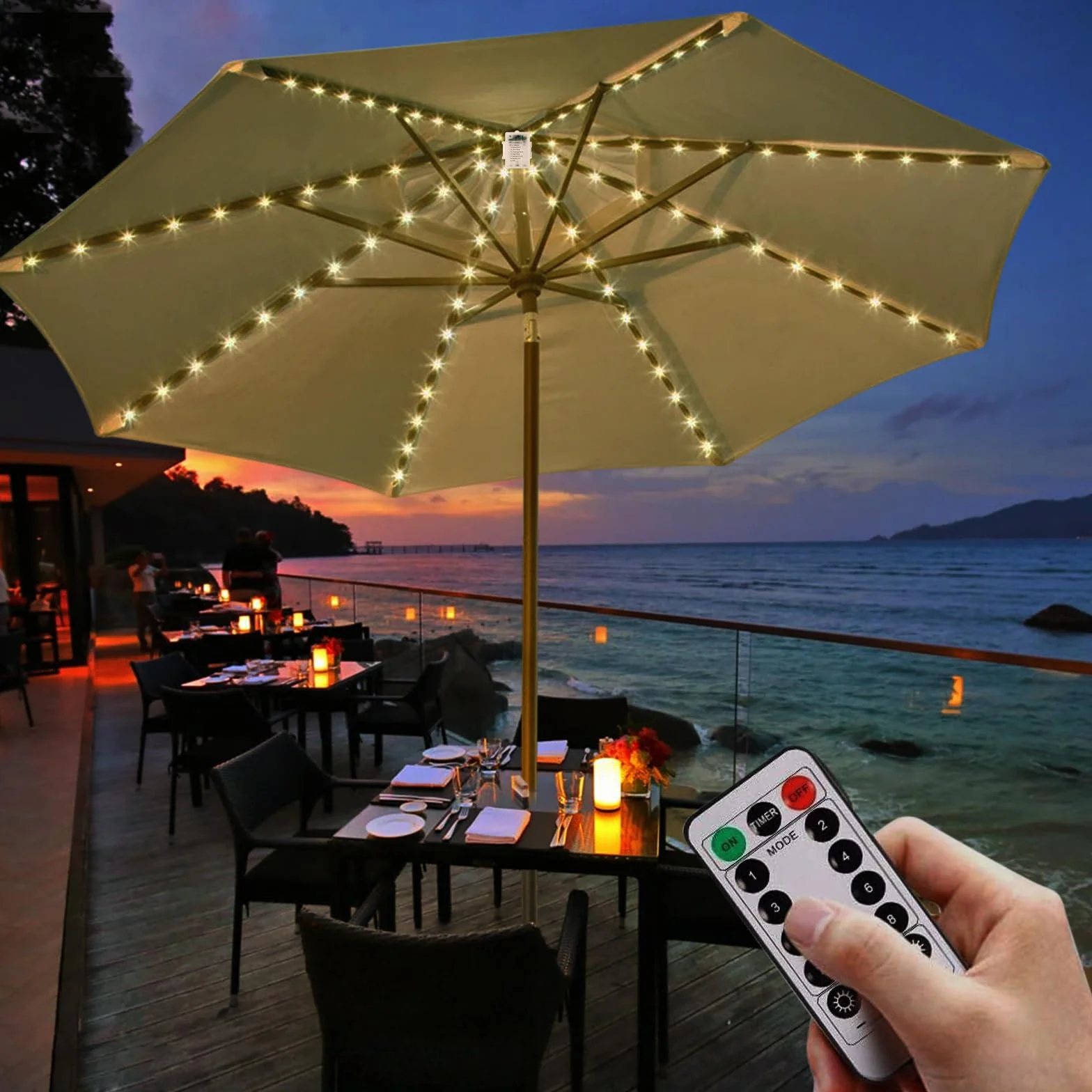 Sunlisky Guirlande Lumineuse LED Jardin IP68 8 Brins 1,3 m 3528 Perles Télécommande 8 Modes 3000 K