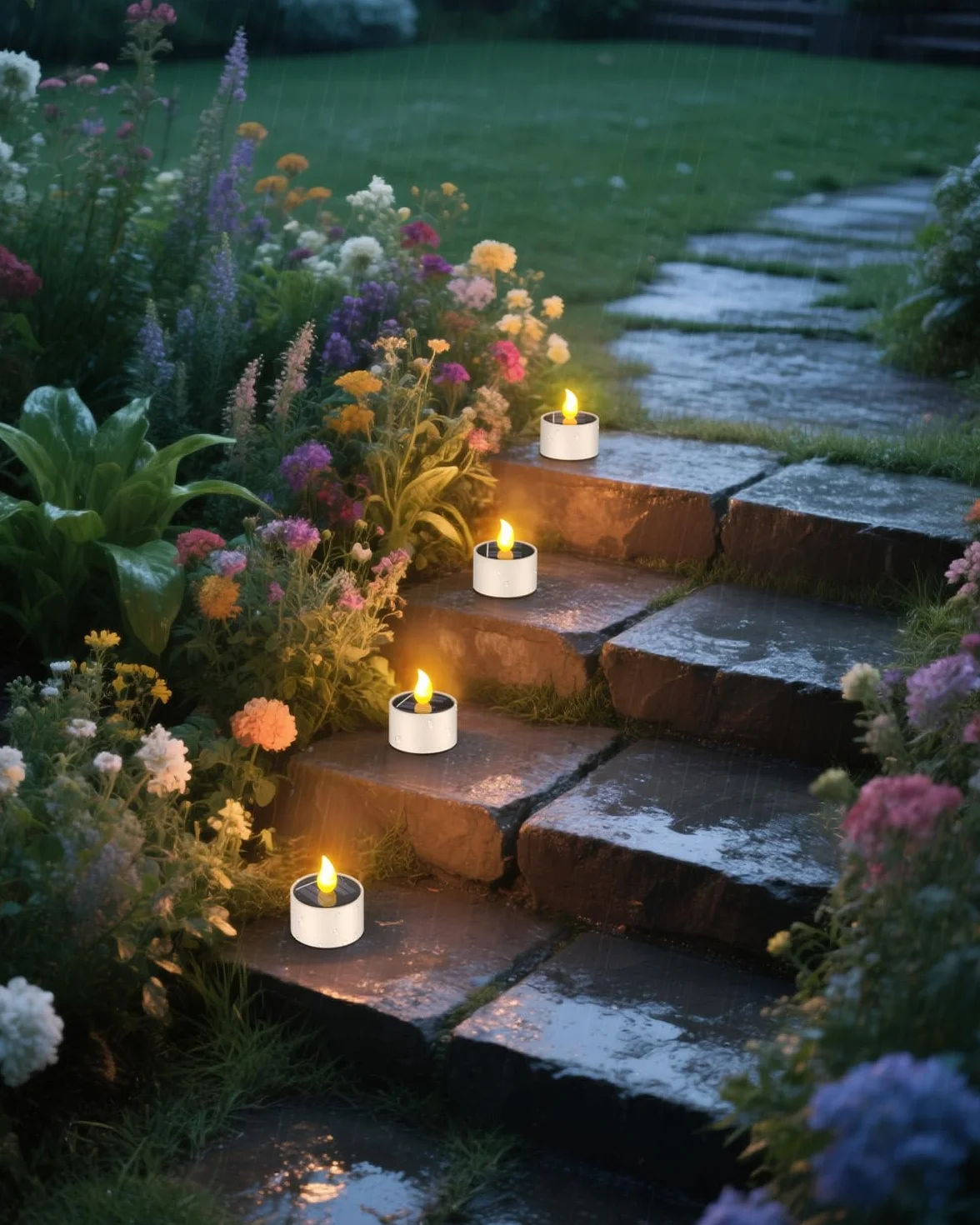 SoulBay Lot de 6 Bougie LED Solaire Exterieur Flamme Vacillante Rechargeable pour Jardin Cimetière Decoration