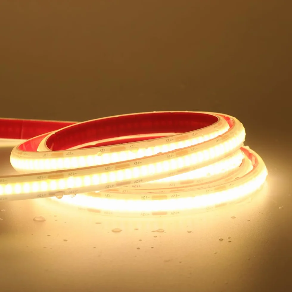 Ruban LED COB 12V Autocollant 320Leds/m IP68 Étanche Bandeau Flexible Lumineux Blanc Chaud 1M