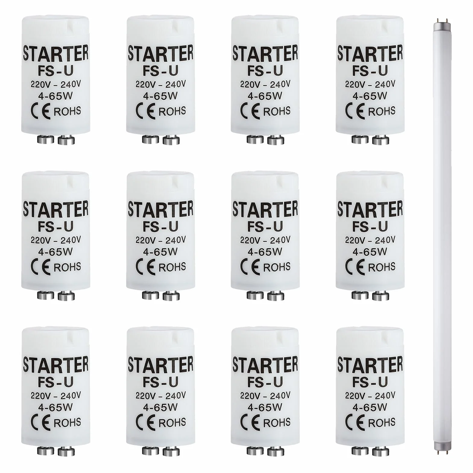 Starter Fluorescent Tube Neon 4-65W 220-240V pour Lampes LED et Néon, Adapté à Divers Supports