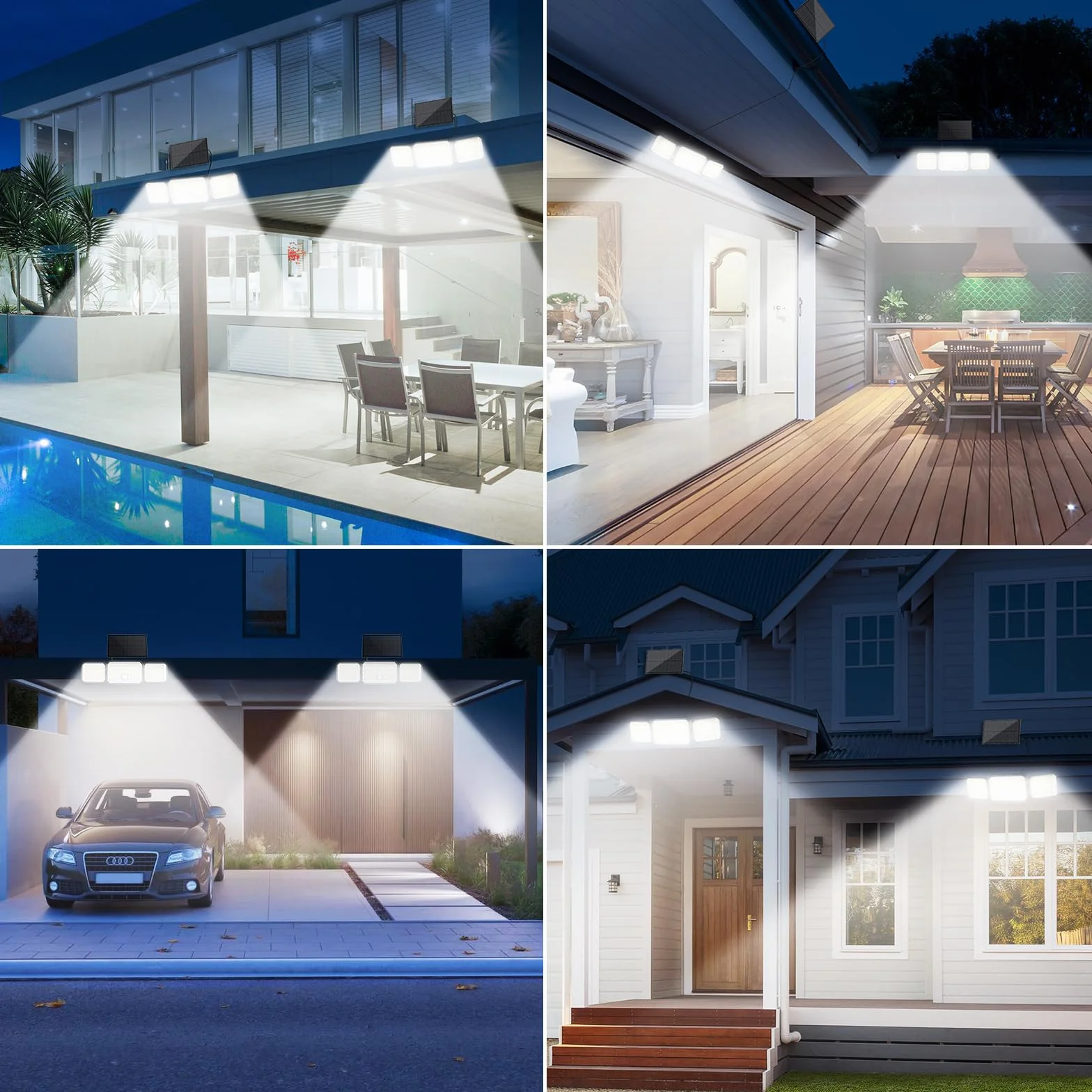 Lampe Solaire Extérieur Détecteur de Mouvement IP67 avec Télécommande et Alarme