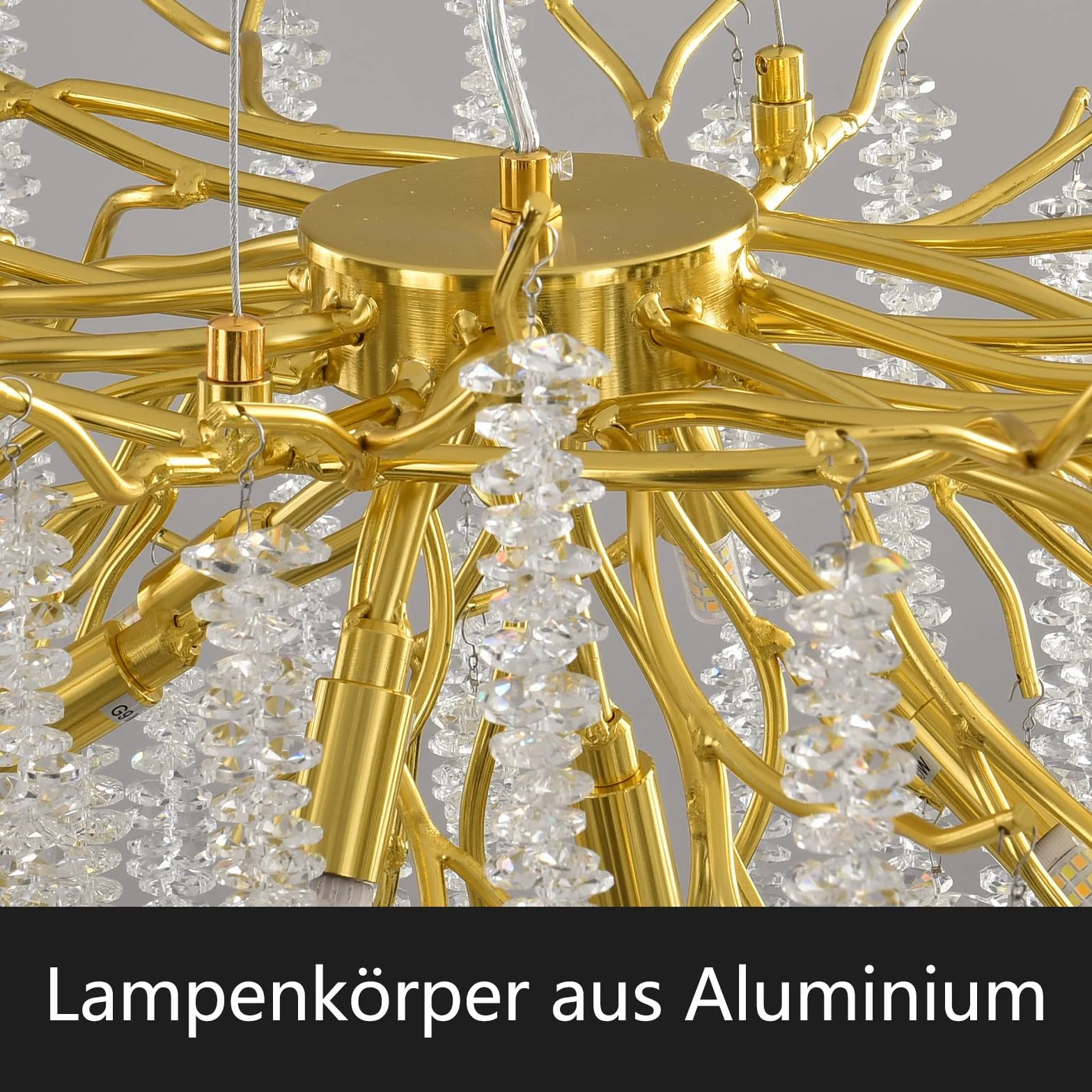 AHXIAOZN Lustre en Cristal Moderne,G9*12 Luxe Lampe à Pendentif en Cristal Rond,Postmoderne Chandelier pour salle à manger, cuisine, salon, chambre, couloir, café, bar(Doré,G9*12,120cm)