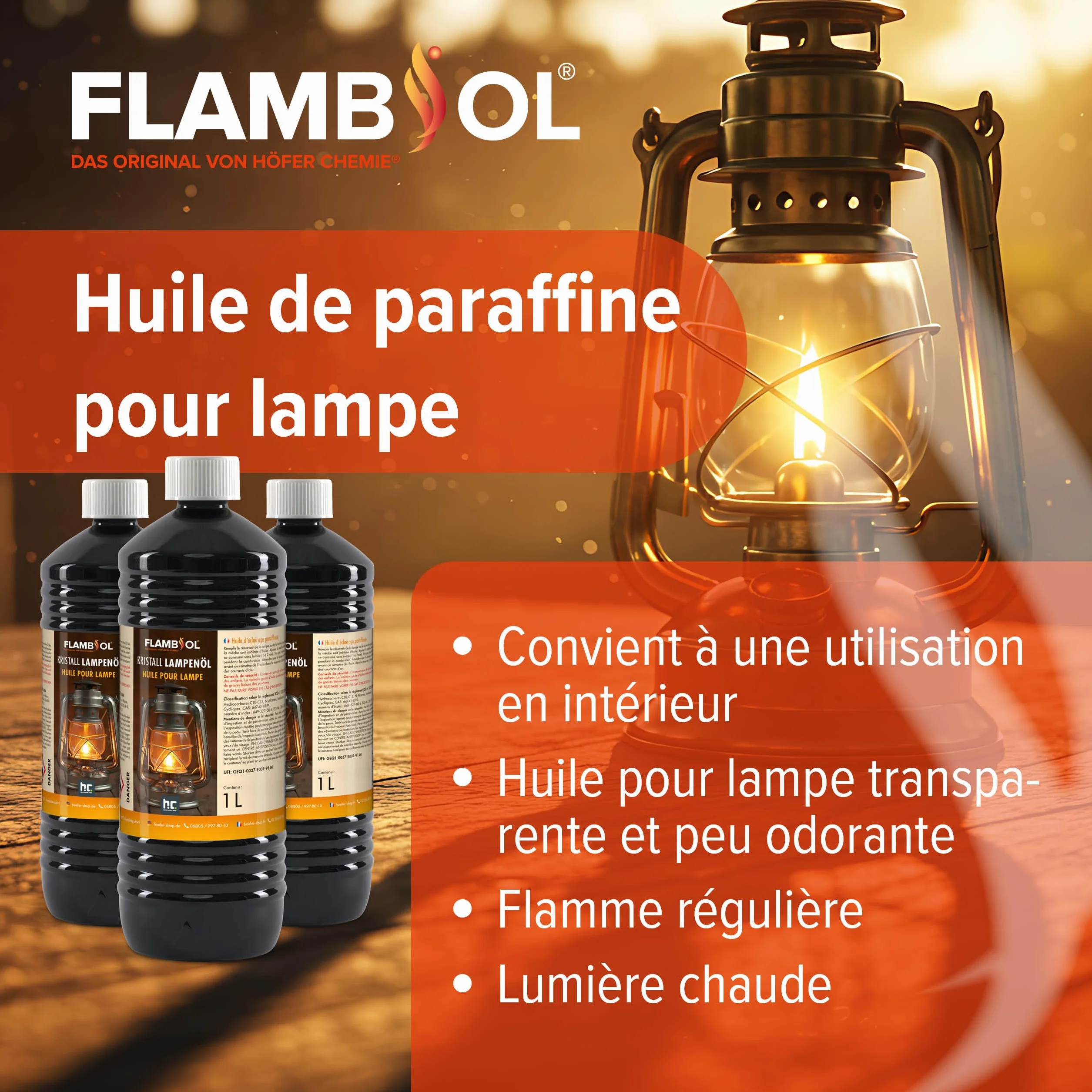 Höfer Chemie FLAMBIOL® Huile pour Lampes à pétrole 1 L