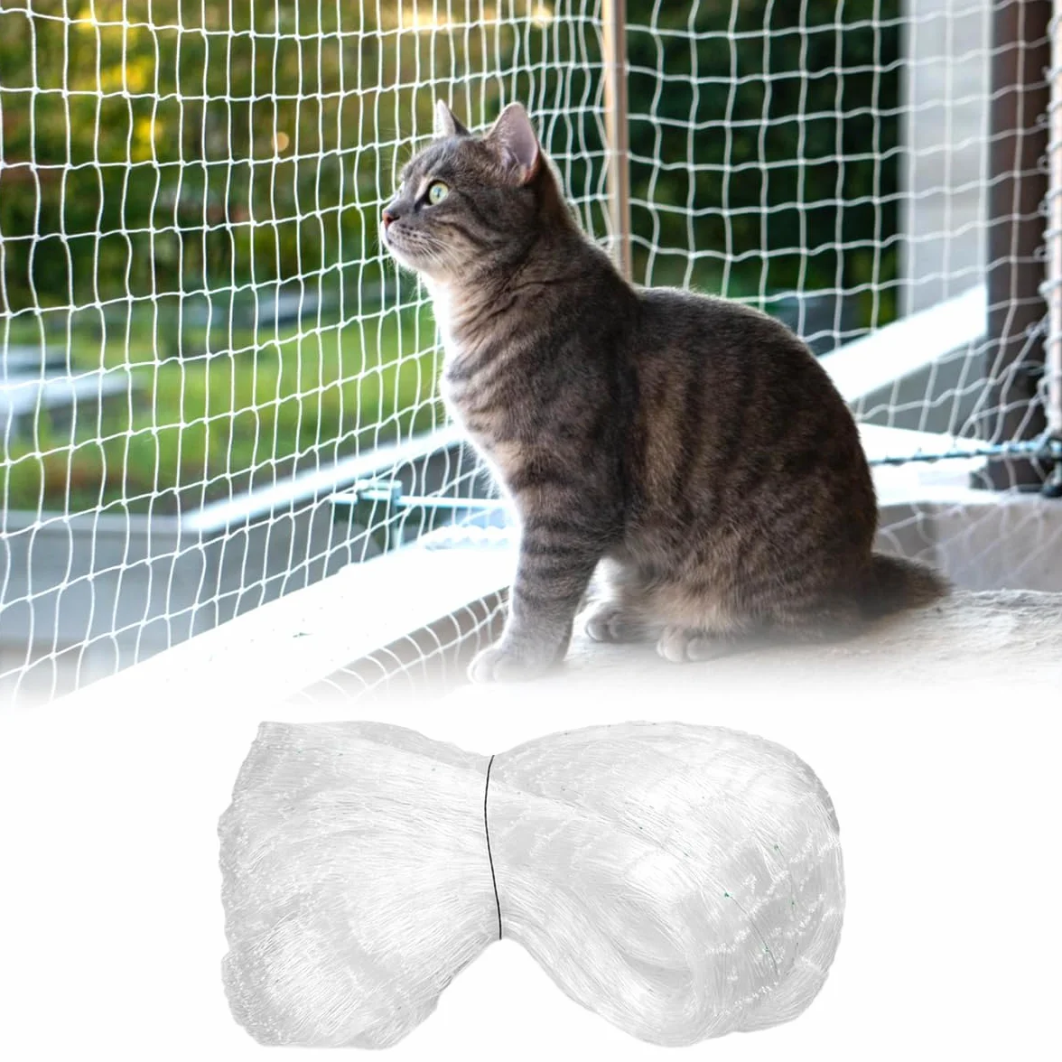Filet de protection pour chat transparent 6 x 3 m nylon maille 2,5 cm résistant UV intempéries sécurité balcon