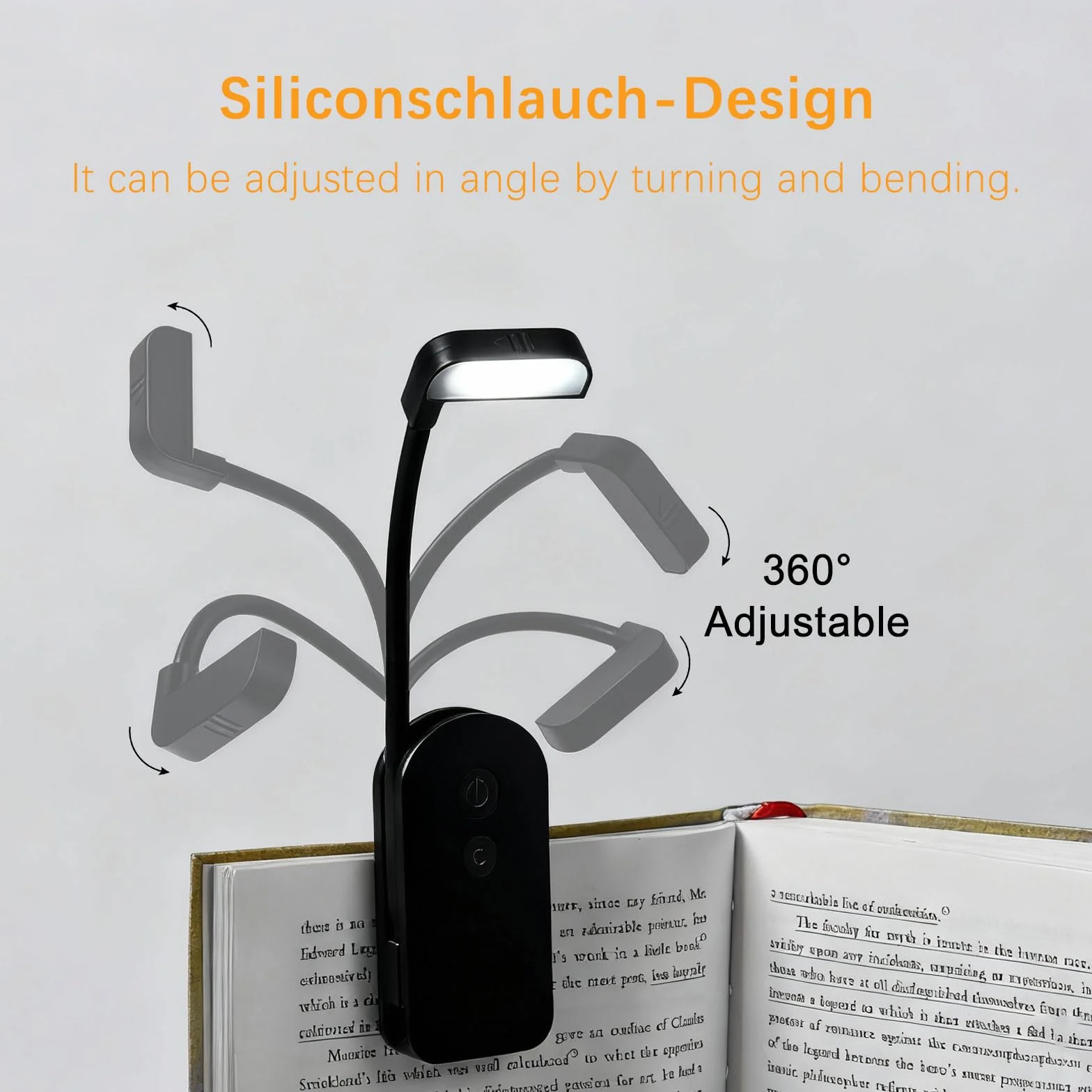 Lampe de Lecture Rechargeable 9 LED Liseuse Lampe Clip 3 Couleurs 3 Luminosités Rotation Flexible 360°
