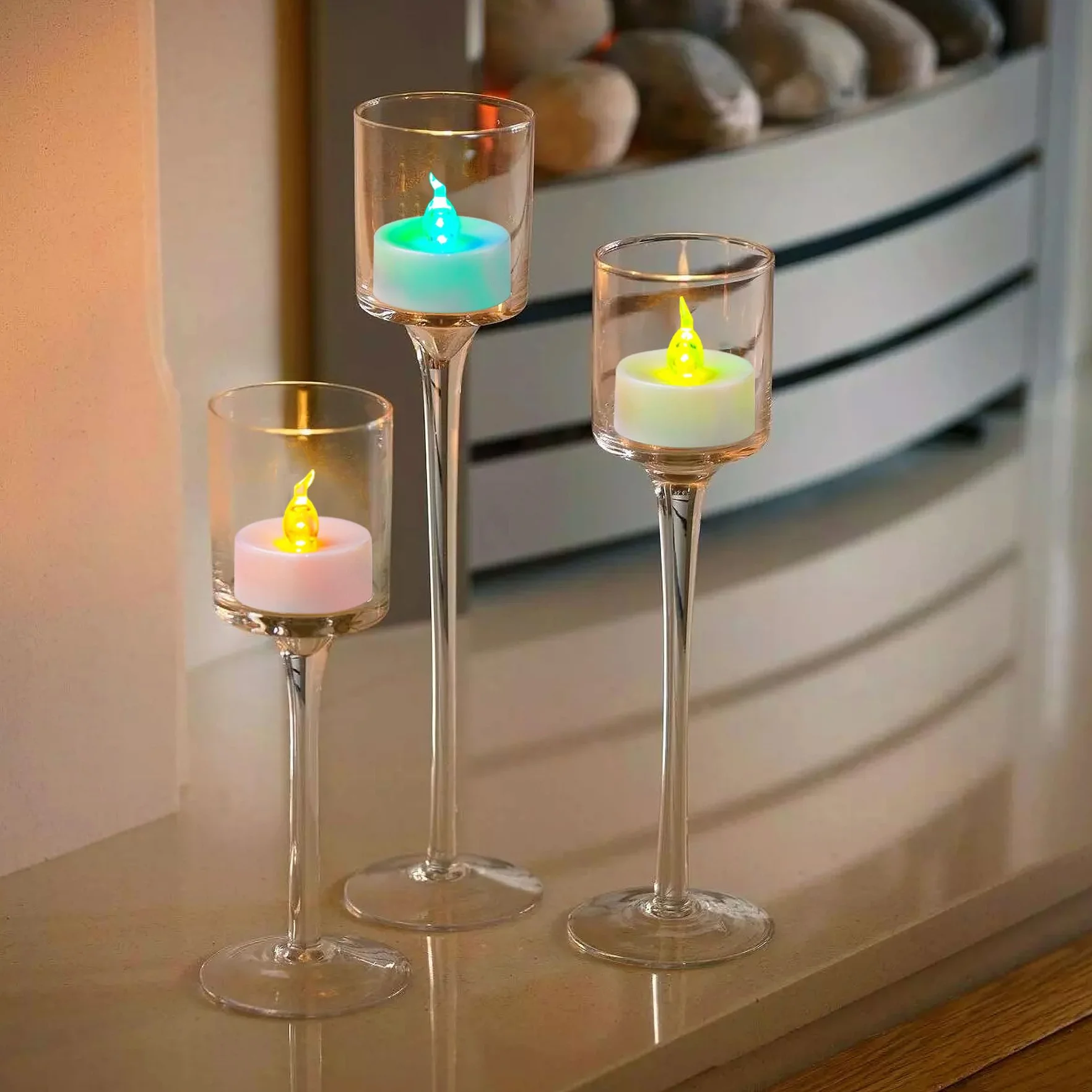 Bougies LED chauffe-plat 24 pièces changement de couleur rapide sans flamme piles Noël Halloween décoration