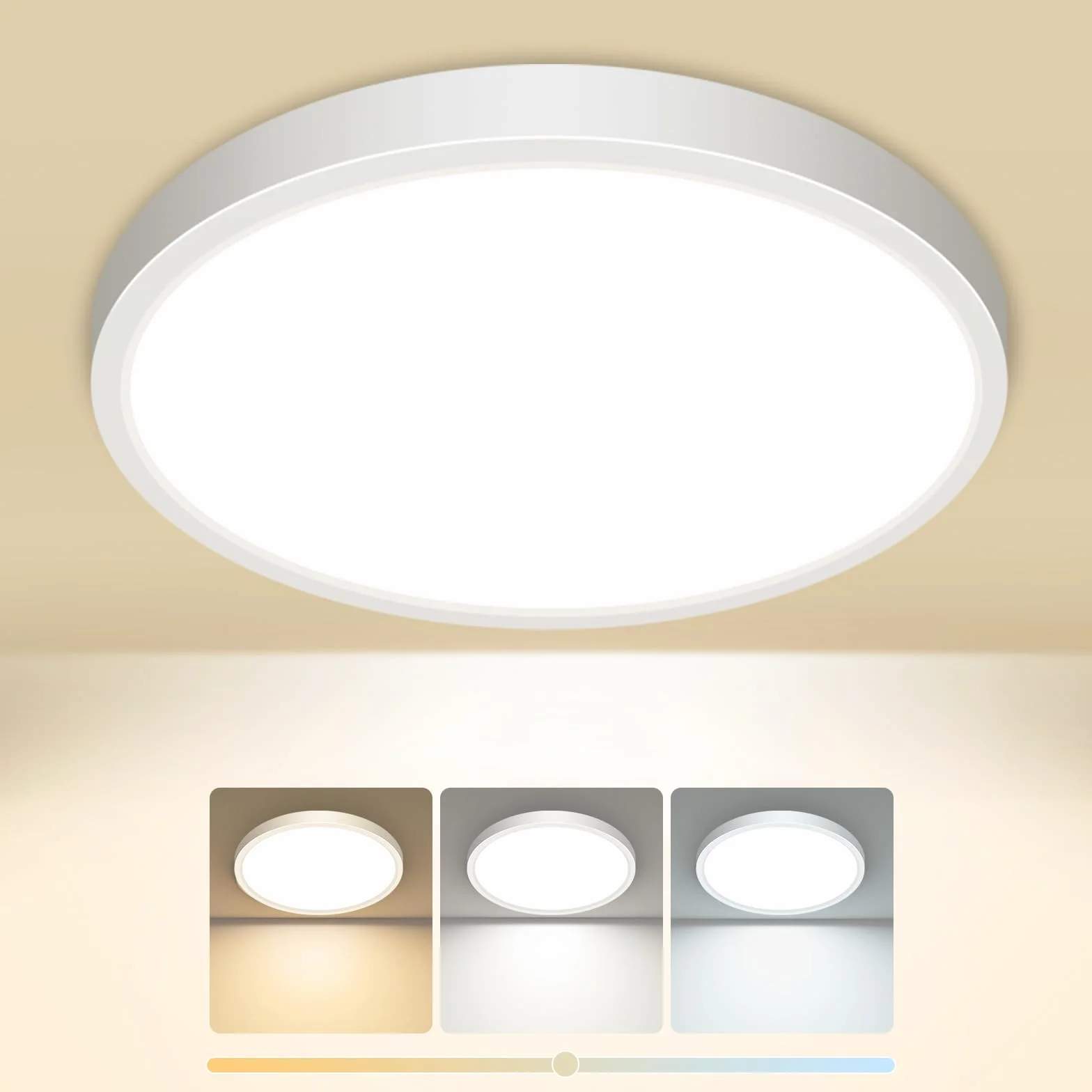 Plafonnier LED 3 Couleurs 3000K 4000K 6500K 15W 1500LM IP44 Etanche Moderne Rond