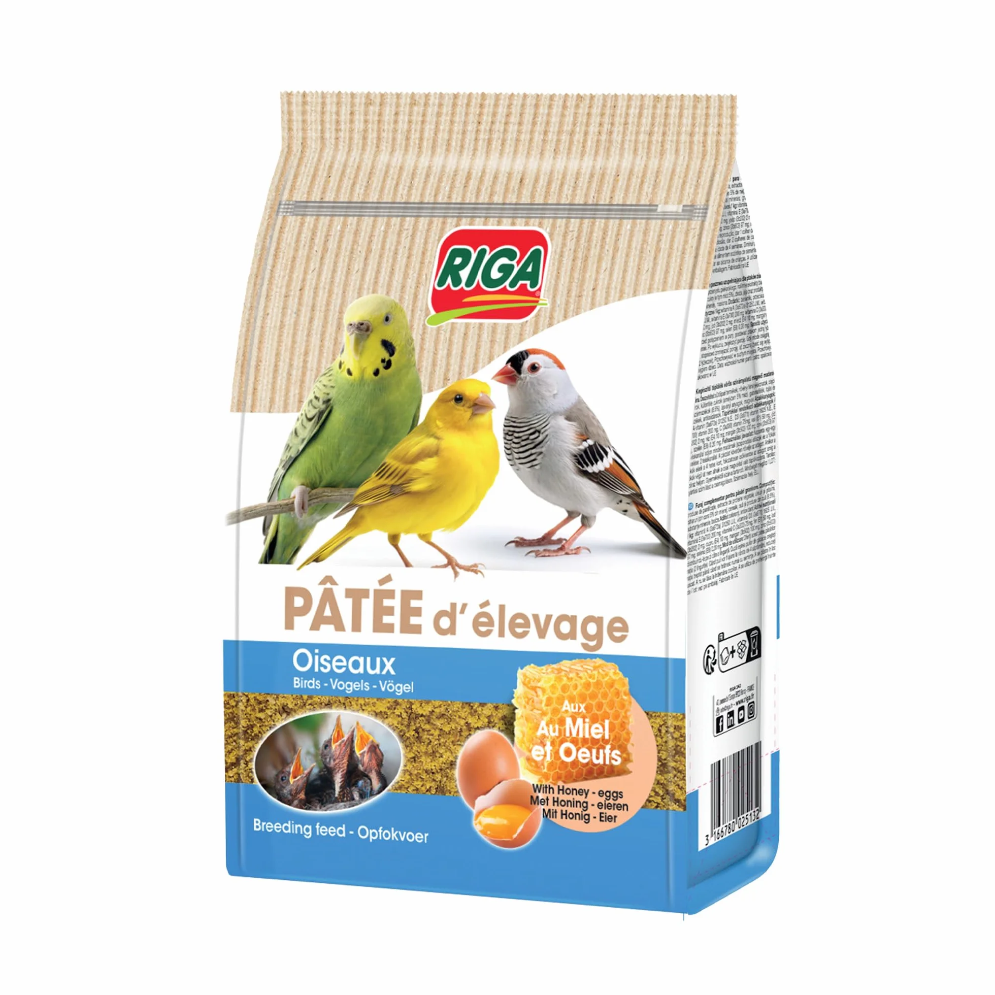 Riga Pâtée d'Élevage pour Oisillons Aliment Complémentaire aux Oeufs Céréales Miel Graines Protéines Végétales Reproduction 500 g