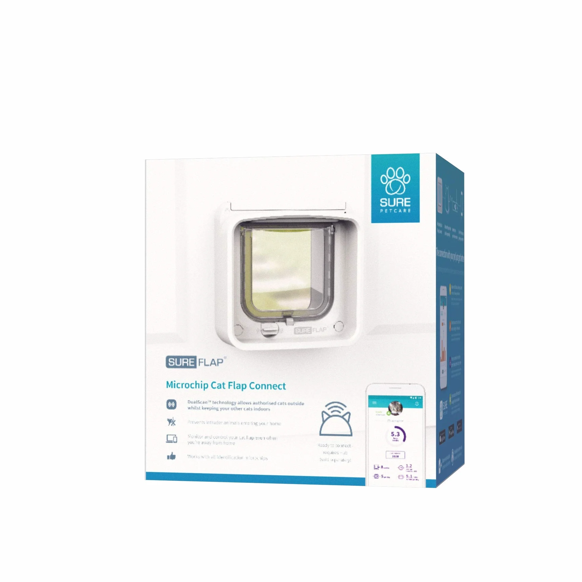 SureFlap Chatière à Puce électronique Connect DualScan Compatible Application Blanc