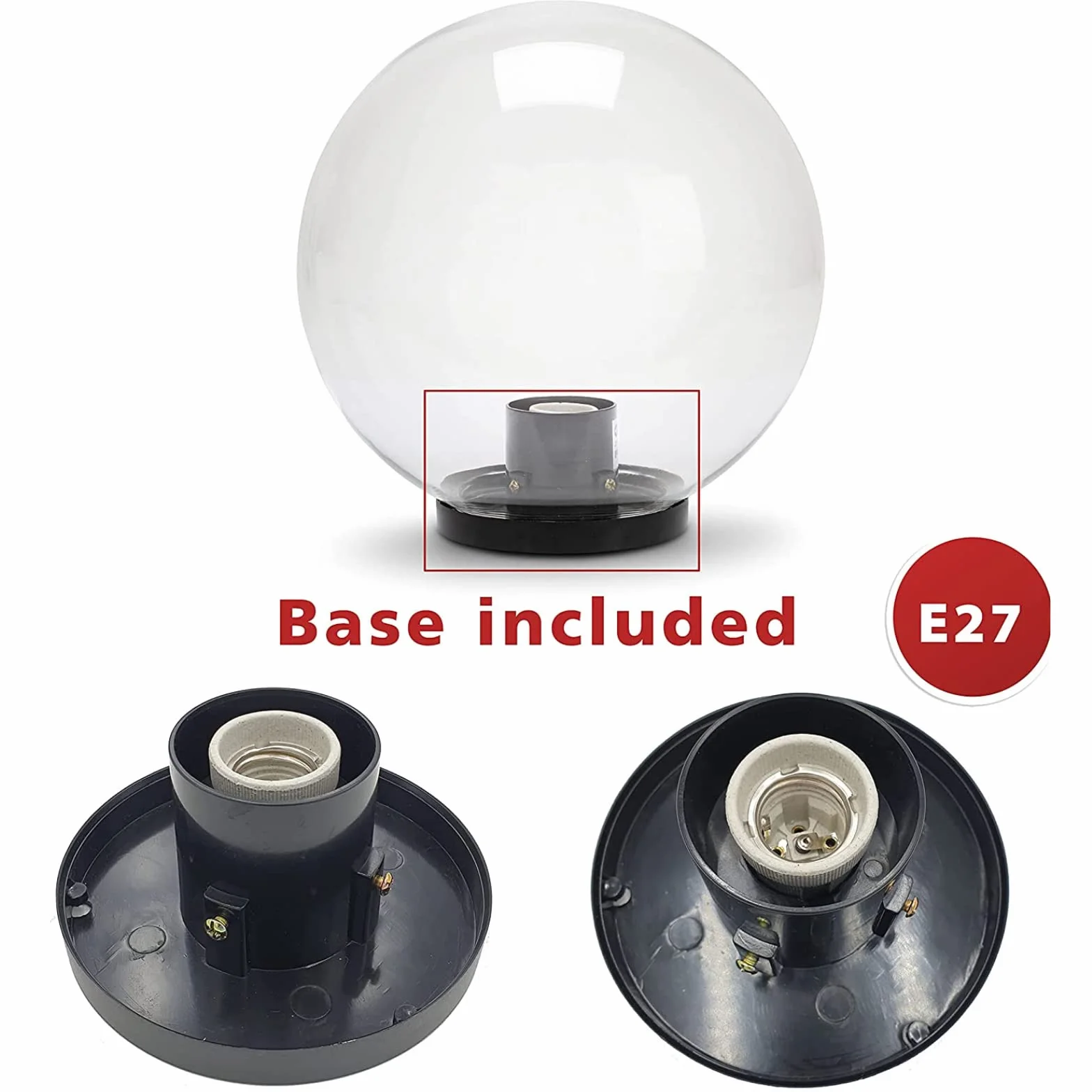 Boule Globe Opale Réverbère Extérieur Diamètre 300 mm Culot E27 LED IP44 Jardin