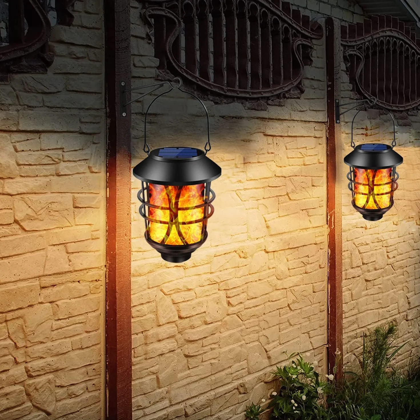 SOLARBABY feu clignotant extérieur solaire étanche LED métal paysage lumière de passage pack de 4