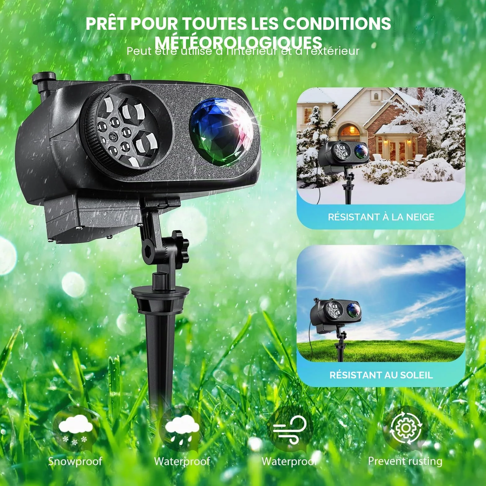 LED Projecteur Noël Extérieur Intérieur IP67 15W Effet Vague HD 12 Diapositives 96 Images