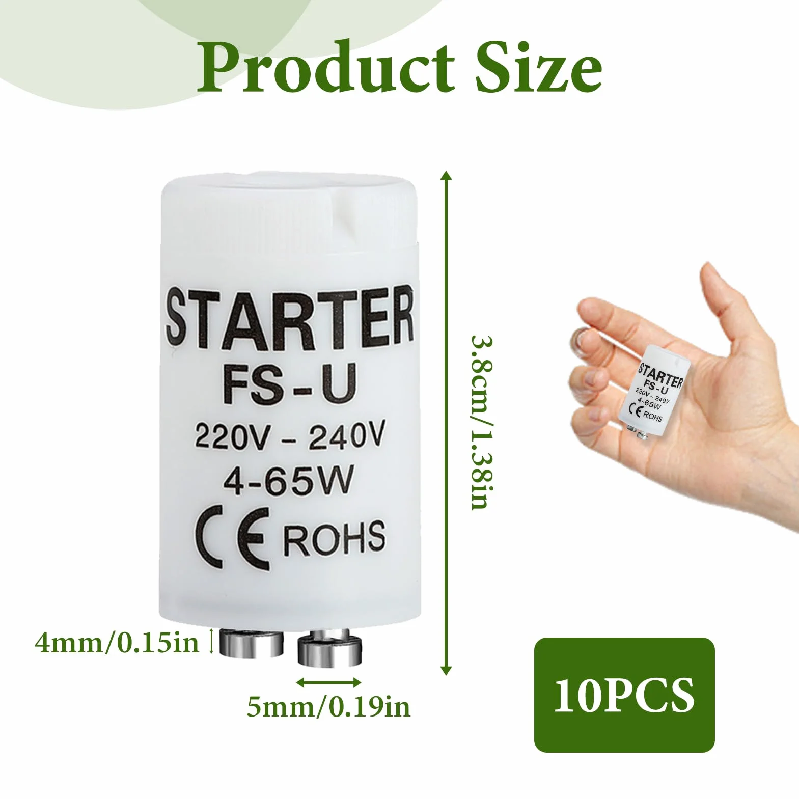 Starter Neon Universels 4-65W 220-240V Compatible Tubes Fluorescents LED