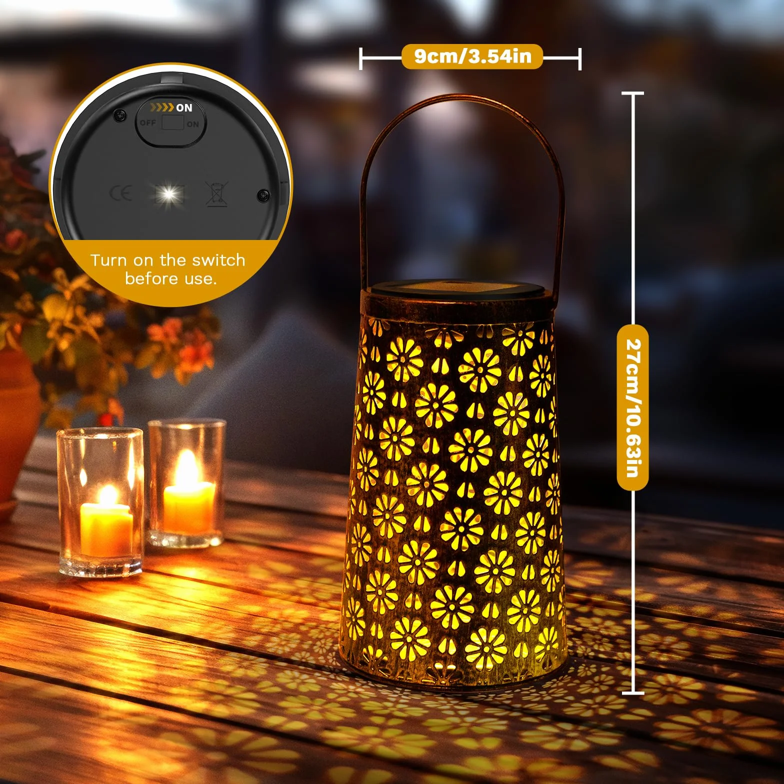Lanterne Solaire Exterieur 2 Pcs Lampe Solaire Jardin Métal Suspendue Imperméable Patio Balcon