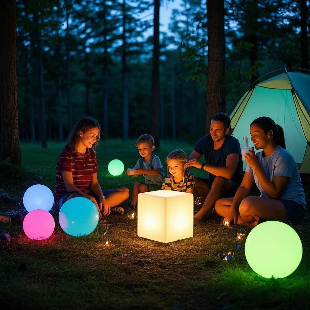 MR.GO 16" Imperméable Jardin Boule Lampe LED Changement de Couleur Rechargeable avec Télécommande 16 Couleurs