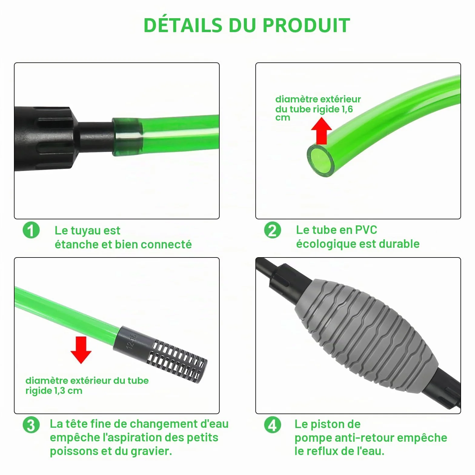 Boxtech Aquarium Changer l'eau, Kit de Nettoyage Gravier avec Siphon