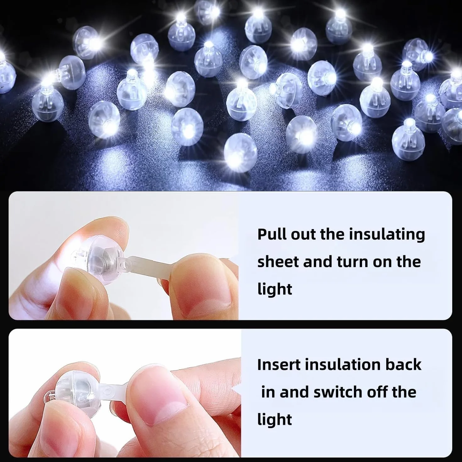 Lot de 120 Ballons Lumineux LED, Mini Boules Lumineuses Clignotantes, Lumières de Fête, Blanc, Intérieur et Extérieur