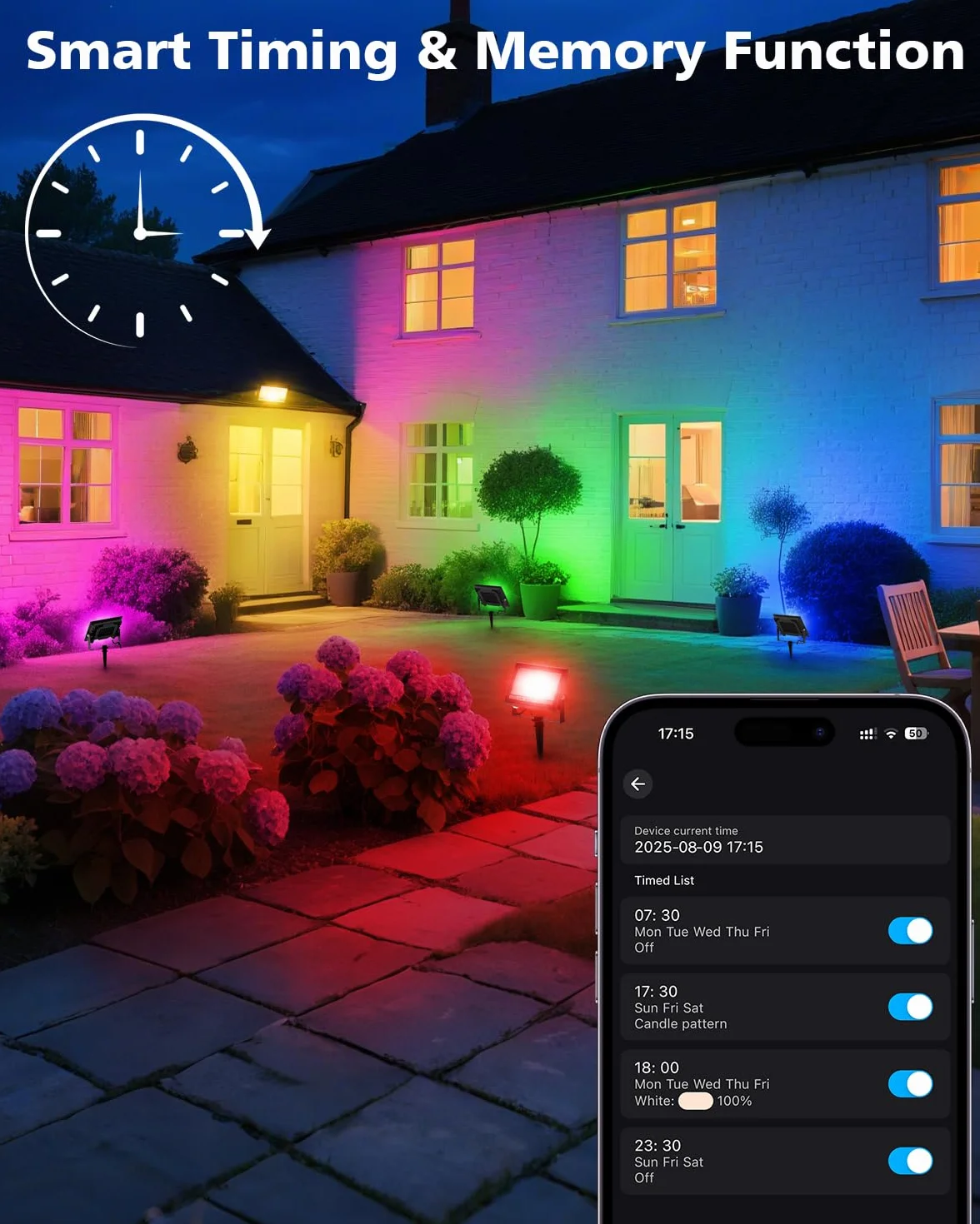 Projecteur LED Extérieur 30W RGB T-SUN IP66 avec Application et Télécommande