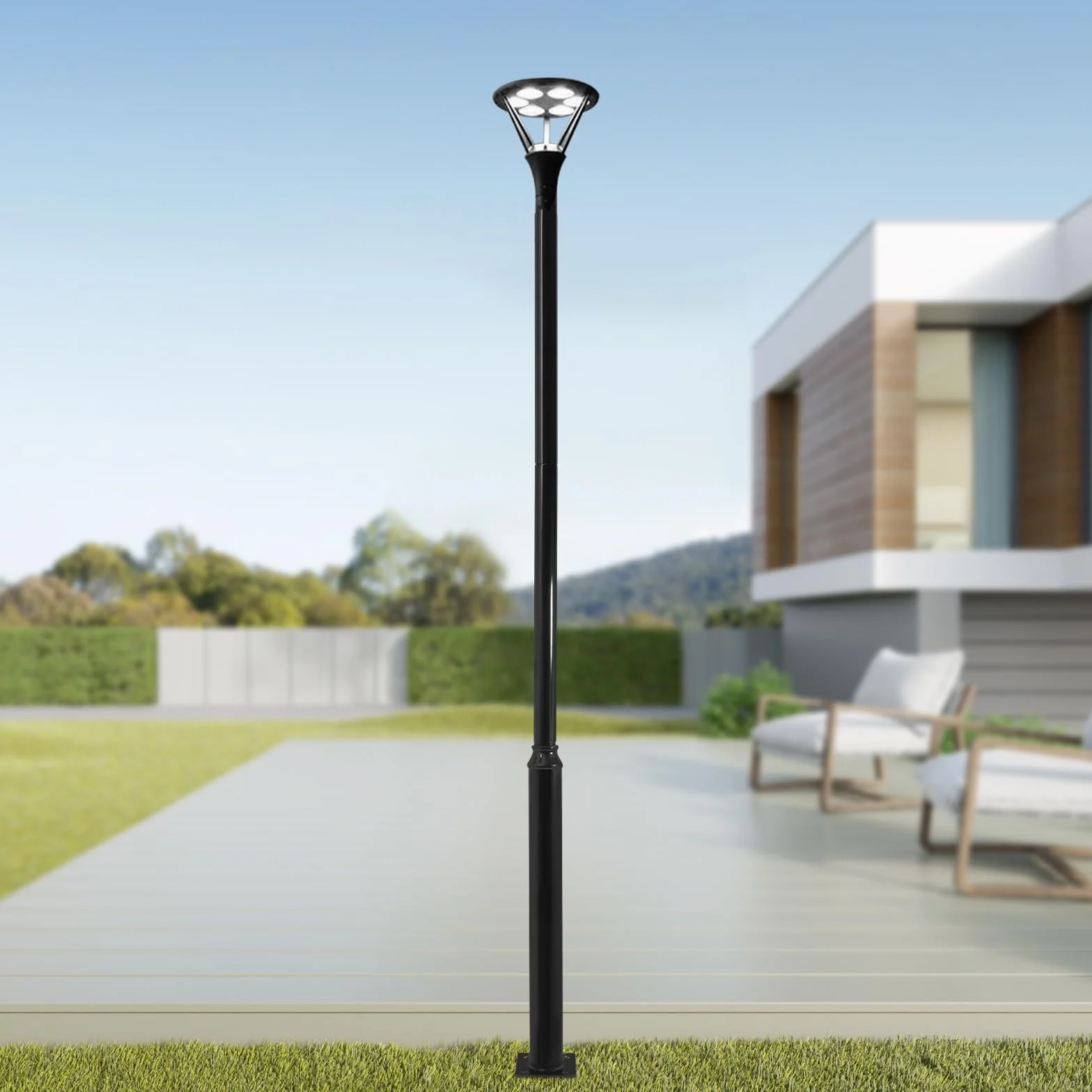 Solaire poteau lampadaire extérieur 3 m résistant intempéries mât divisé terrasse rue