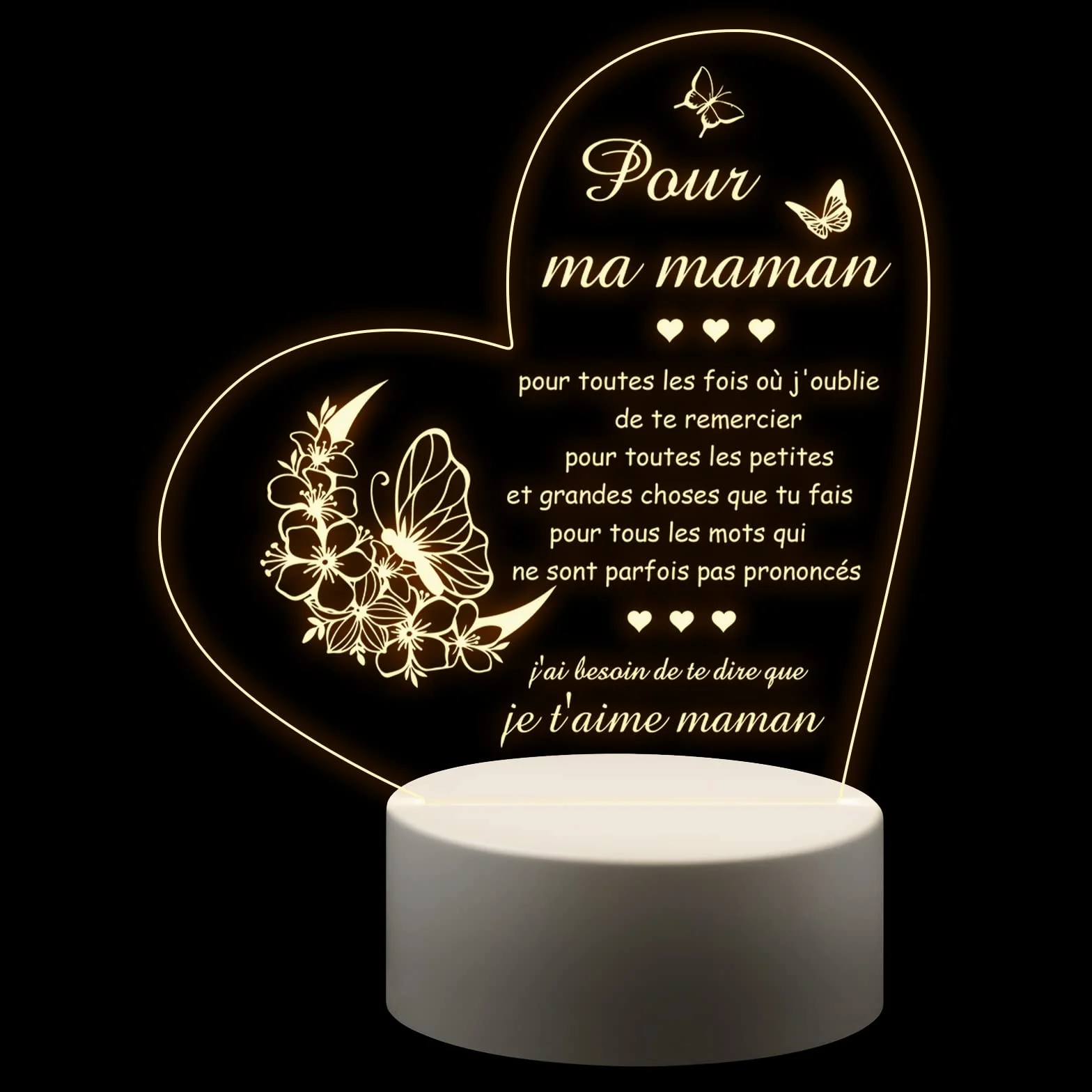 Veilleuse en Acrylique Cadeau Fete des Meres Maman Anniversaire Noel