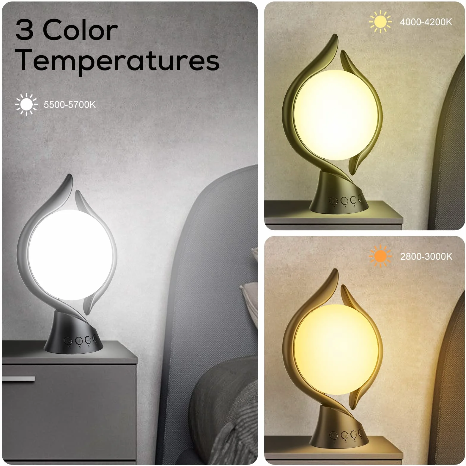 Lampe de luminothérapie 10000 Lux, 3 couleurs, 4 minuteries, 5 intensités, fonction mémoire