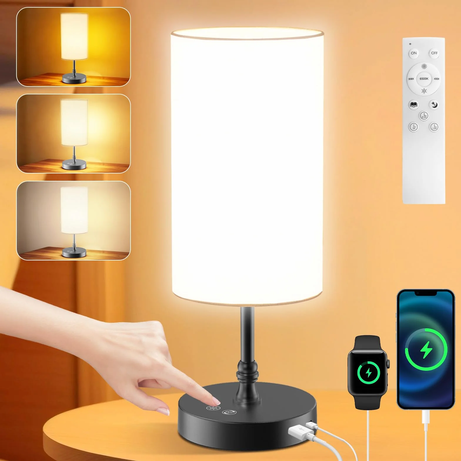 Lampe luminothérapie 12000 Lux avec télécommande, CRI95 plein spectre, intensité variable, minuterie, mémoire, éclairage 360° sans UV - Noir