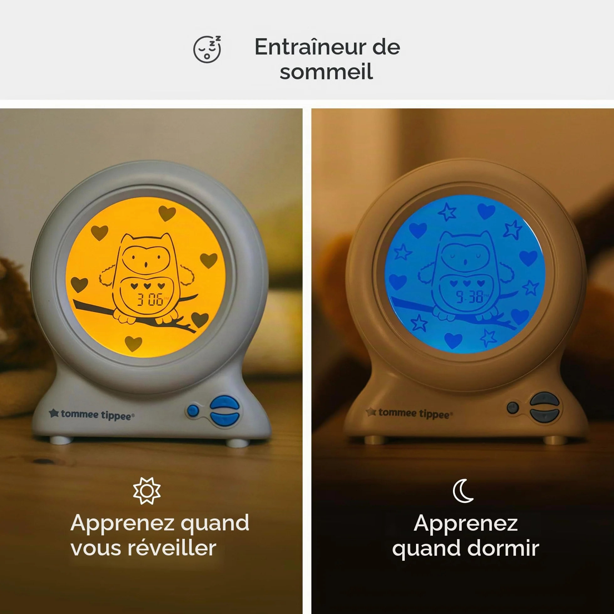 Tommee Tippee Groclock Sleep Trainer Réveil et Veilleuse pour Jeunes Enfants Alimenté par USB