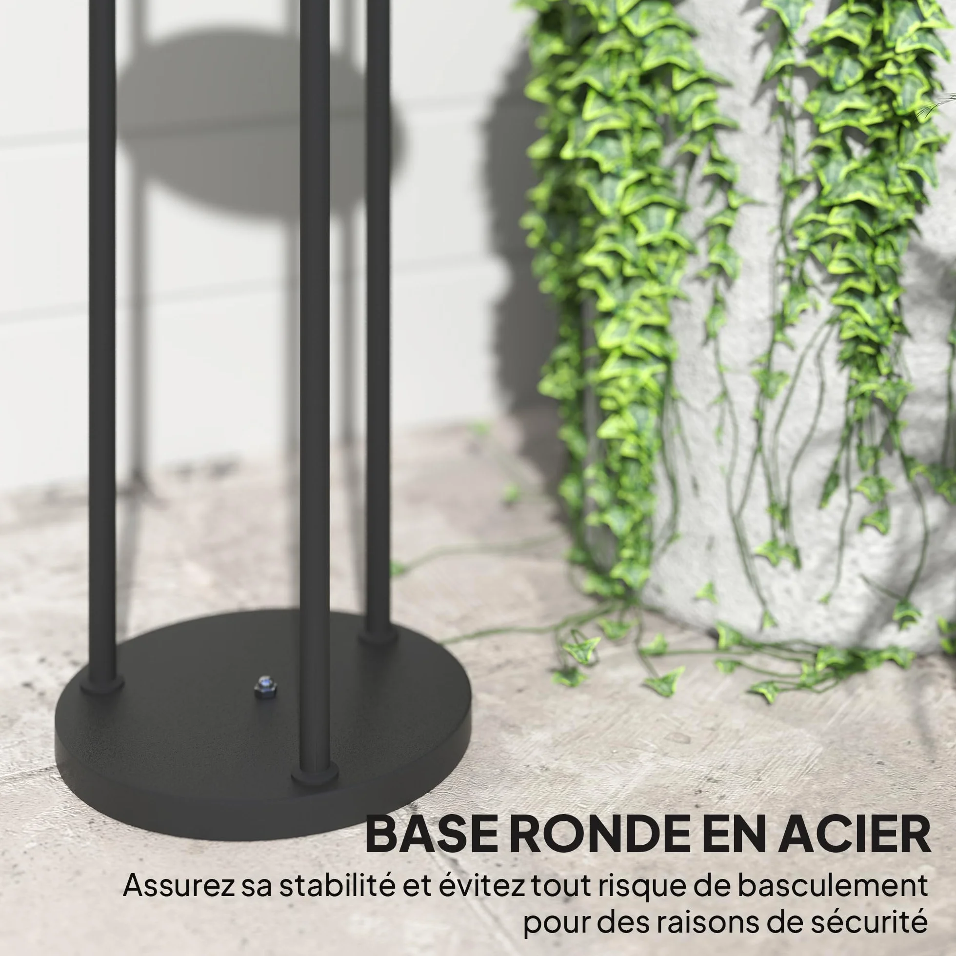 Outsunny Lampadaire solaire extérieur résine tressée 3 lumières bohème capteur étagère IP44 jardin patio terrasse Ø37 x 144 cm jaune