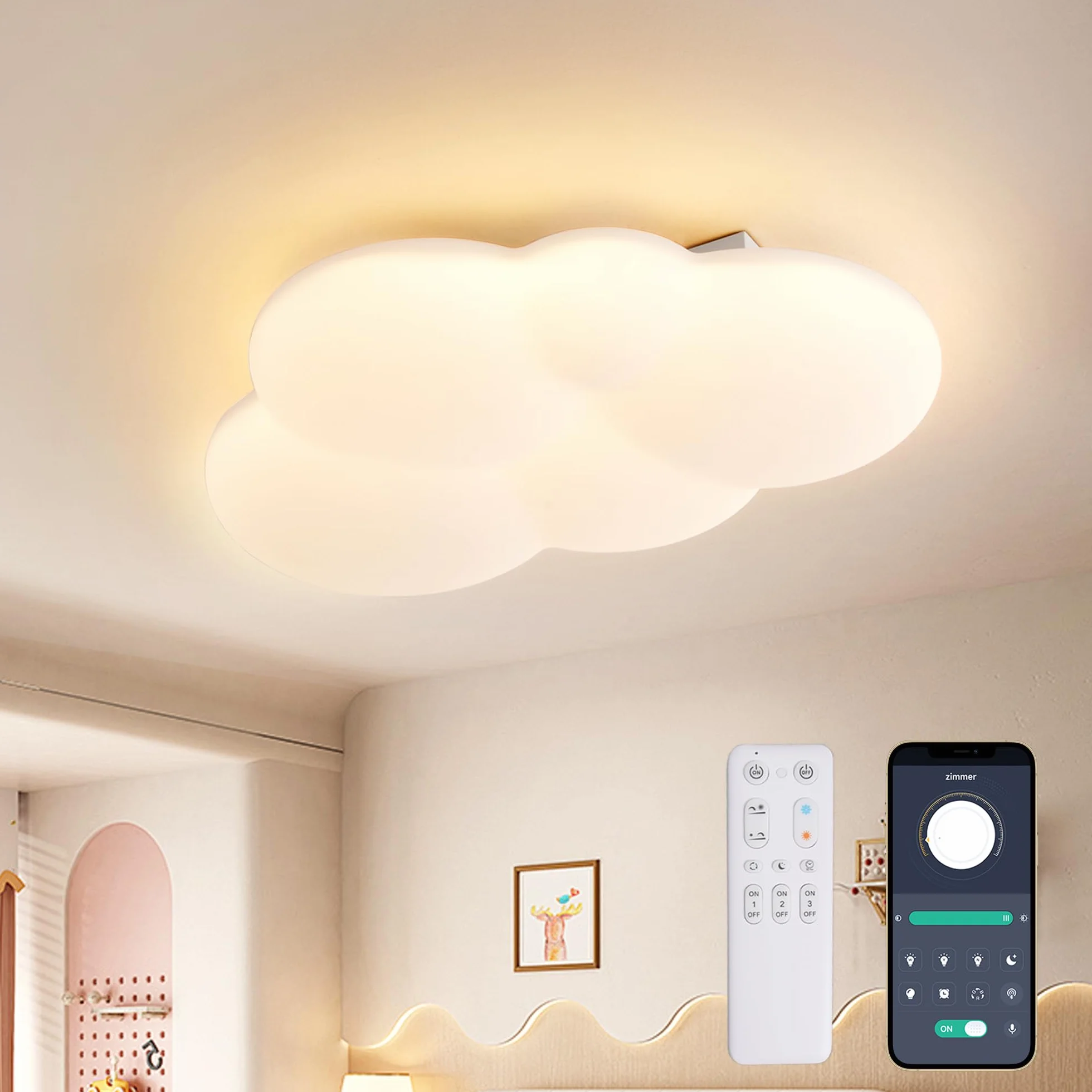Plafonnier LED Nuage 40CM 3000K-6000K Lampe Plafond Enfant Chambre bébé