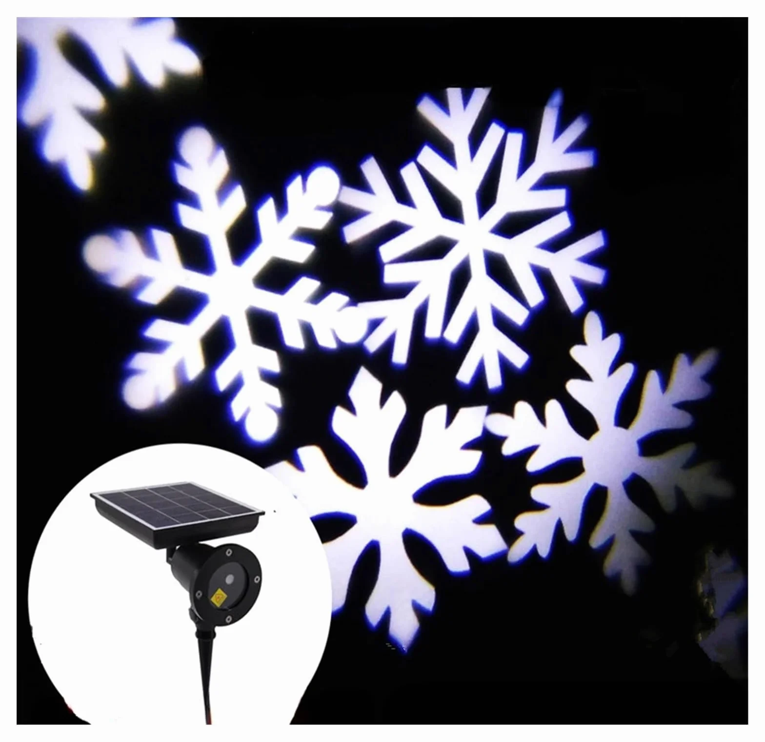 Projecteur solaire de Noël flocon de neige LED rotative Décoration jardin lumière blanche