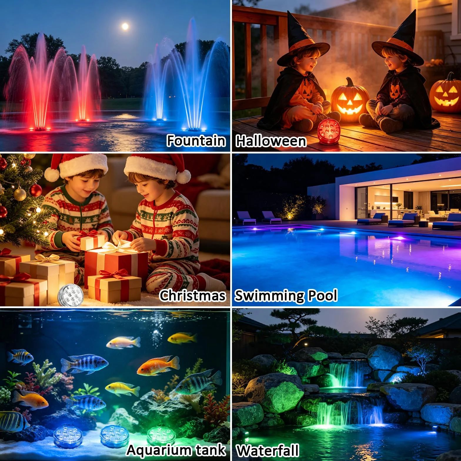 Lumière LED Submersible 16 Couleurs RGB Étanche IP68 pour Piscine Étang