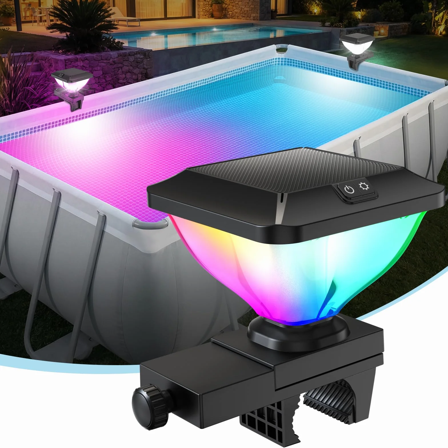 DeeprBling Lumiere Solaire Piscine Hors Sol LED RGB IP68 1 Pièce