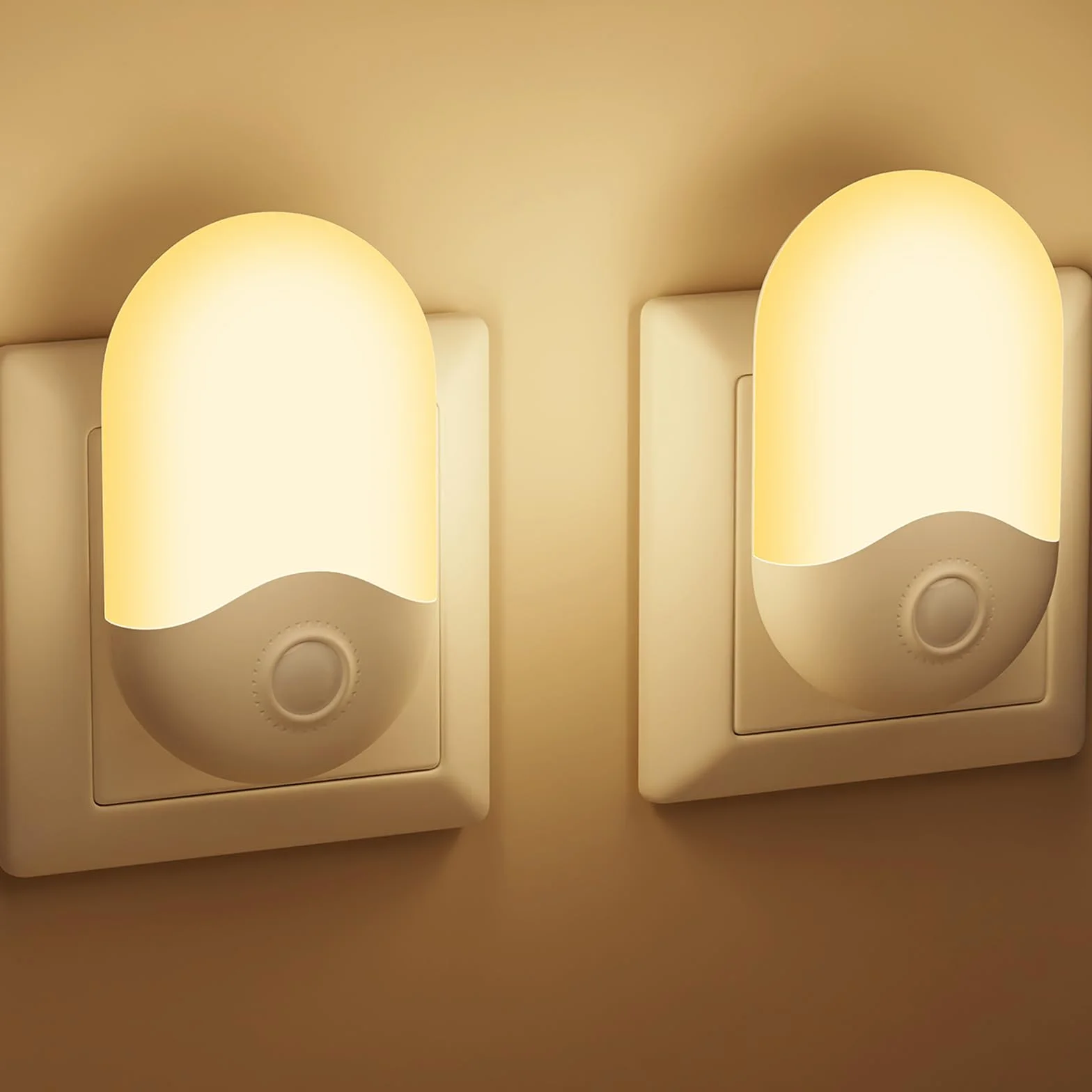 Veilleuse Enfant Capteur Crépuscule Lot de 2 AUTO ON/OFF Lampe Nuit Prise Blanc Chaud 0,5W 30LM
