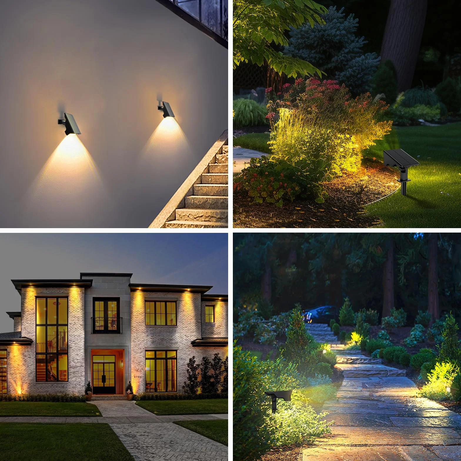 MEIKEE Lampe Solaire Exterieur 6 LED 3000K Blanc Chaud IP65 Lot de 2