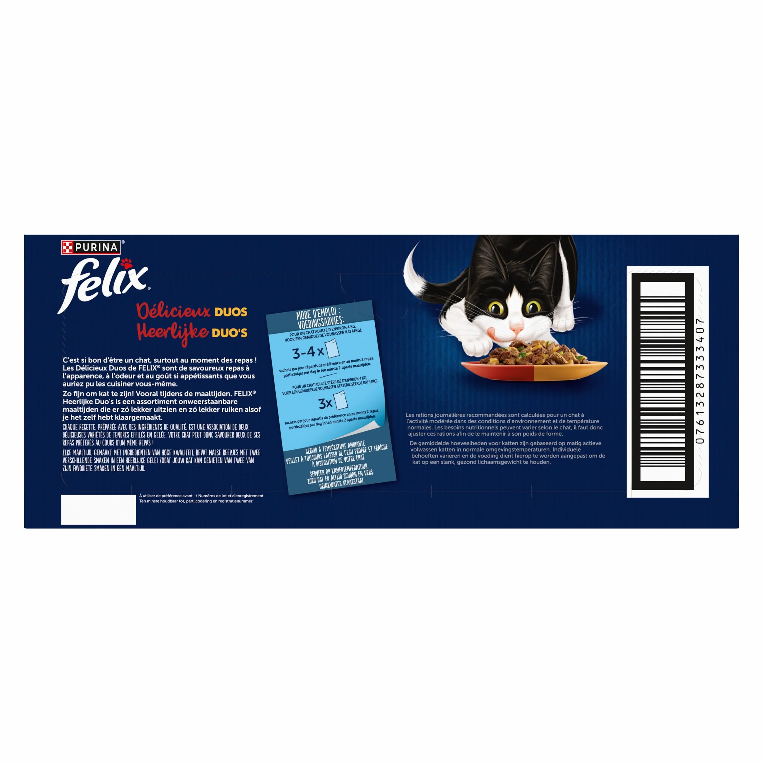 FELIX Délicieux Duos En Gelée Chat Adulte Sélection de la Campagne aux Légumes Sachets Fraîcheurs 44x85g
