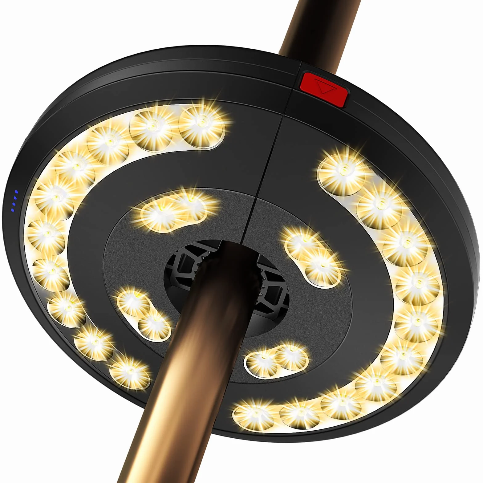 Lampe Parasol Rechargeable 28 LED 3 Modes Haute Luminosité Éclairage Extérieur Jaune