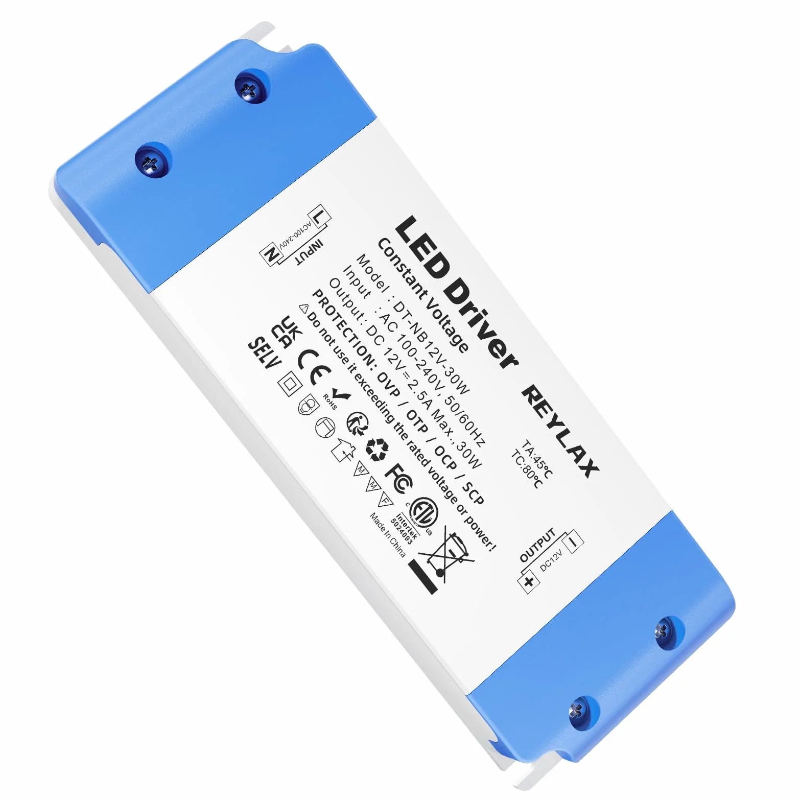 REYLAX Transformateur LED 12V 30W 2.5A AC 220V à 12V DC Continu Alimentation Transfo Ultra Mince pour G4 GU5.3 MR11 MR16