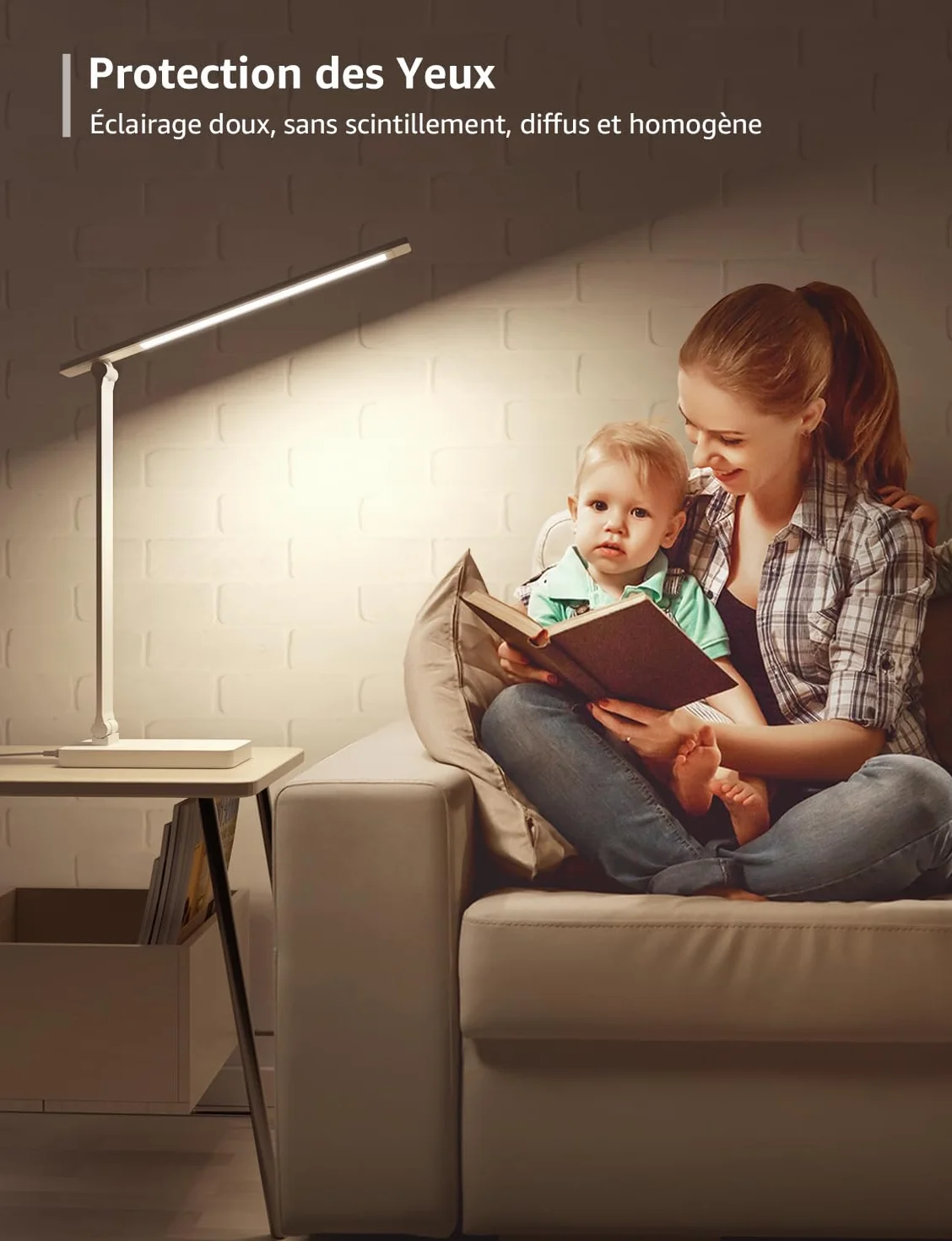 Lepro Lampe de Bureau 800 lm, 5 Modes Couleur, 5 Niveaux Luminosité Dimmable, Anti-Éblouissement, Contrôle Tactile, Blanc