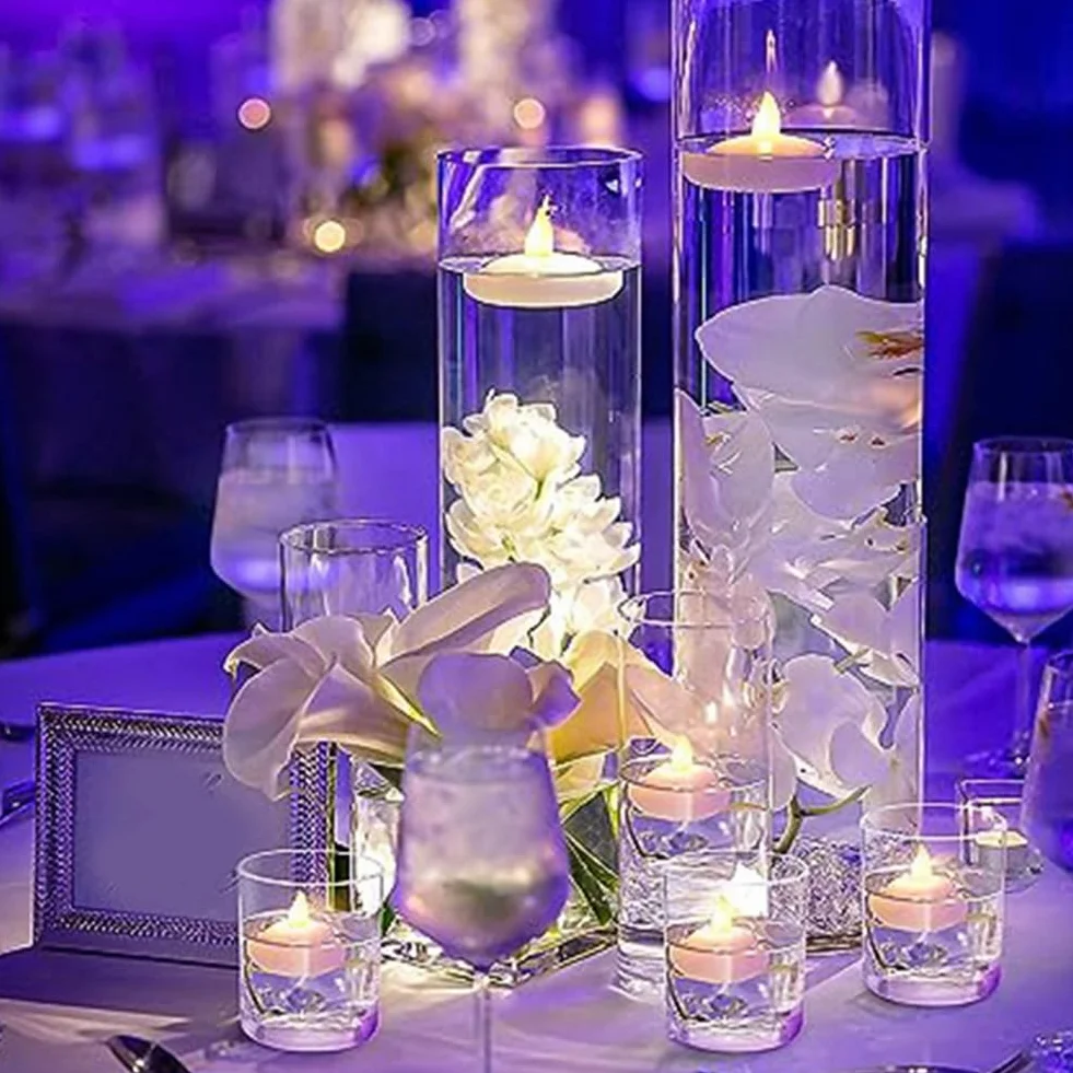 Bougies Électroniques Flottantes sans Flamme, Lumière Jaune, 48 Pièces pour Piscine Mariage