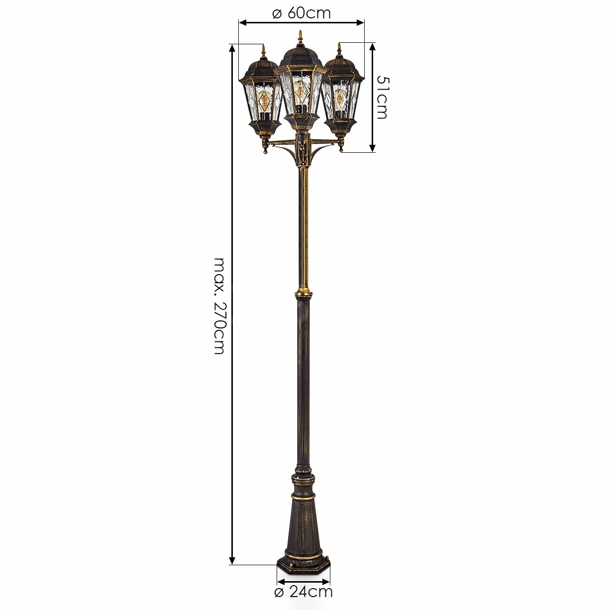 Réverbère en aluminium bronze design classique