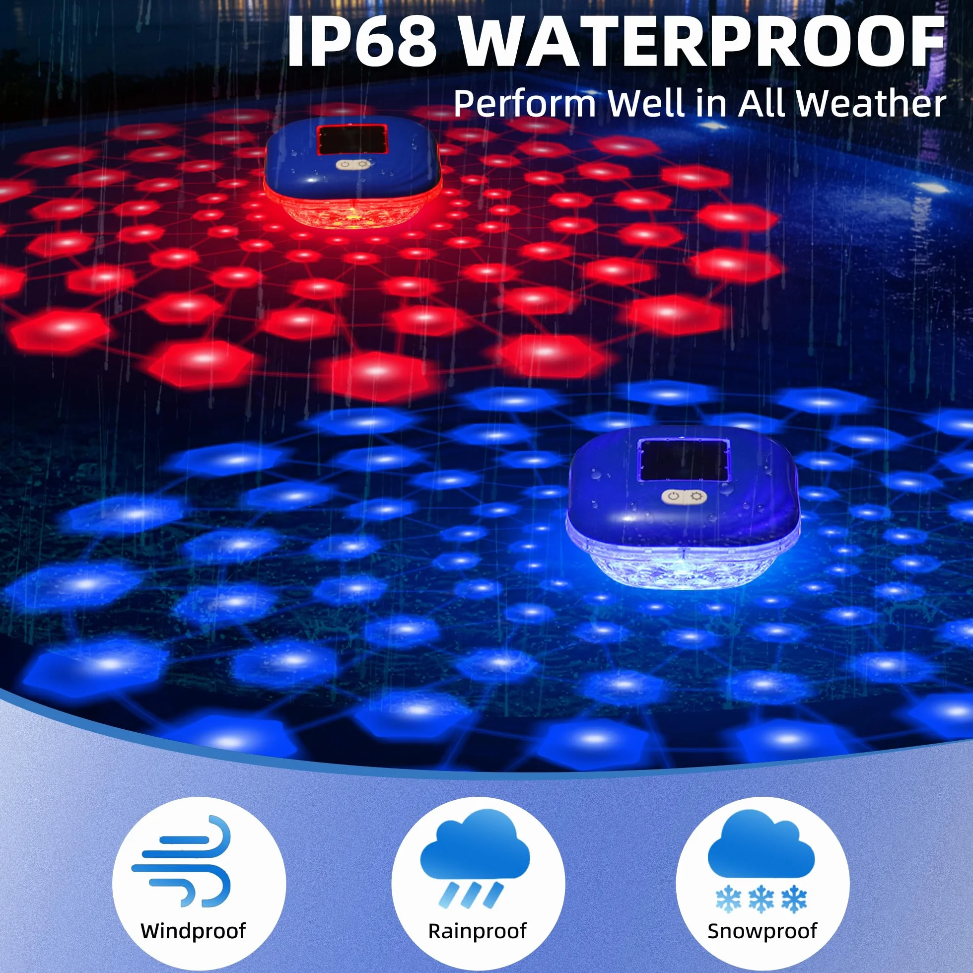 Luxfero Lampe Piscine Flottante Solaire IP68 LED 9 Couleurs, Éclairage Piscine Extérieure