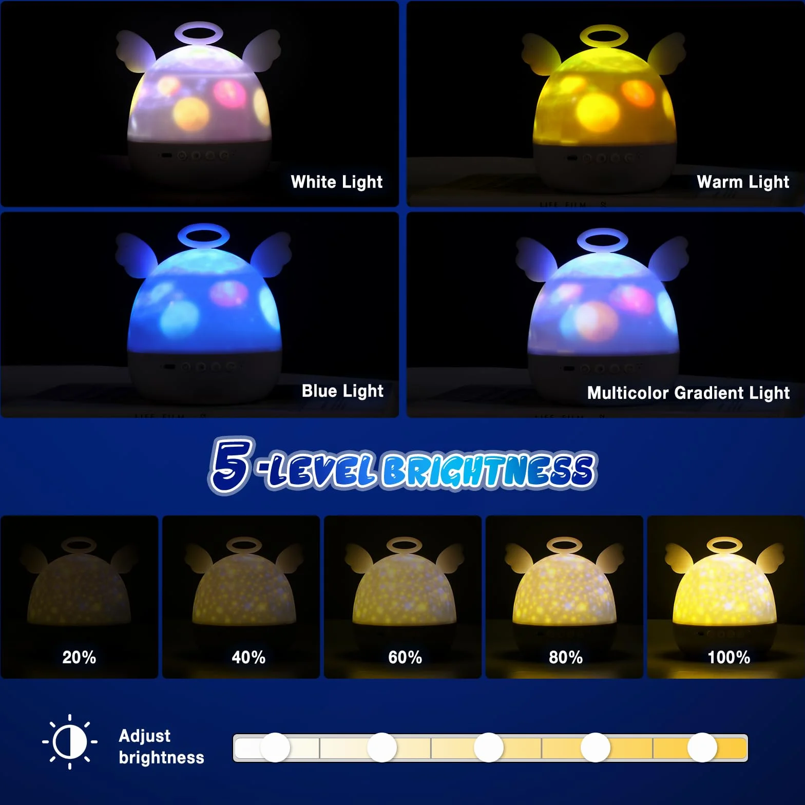 Veilleuse Bébé Projecteur Ciel Étoilé 22 Films 360° Rotation Télécommandé Diboniur