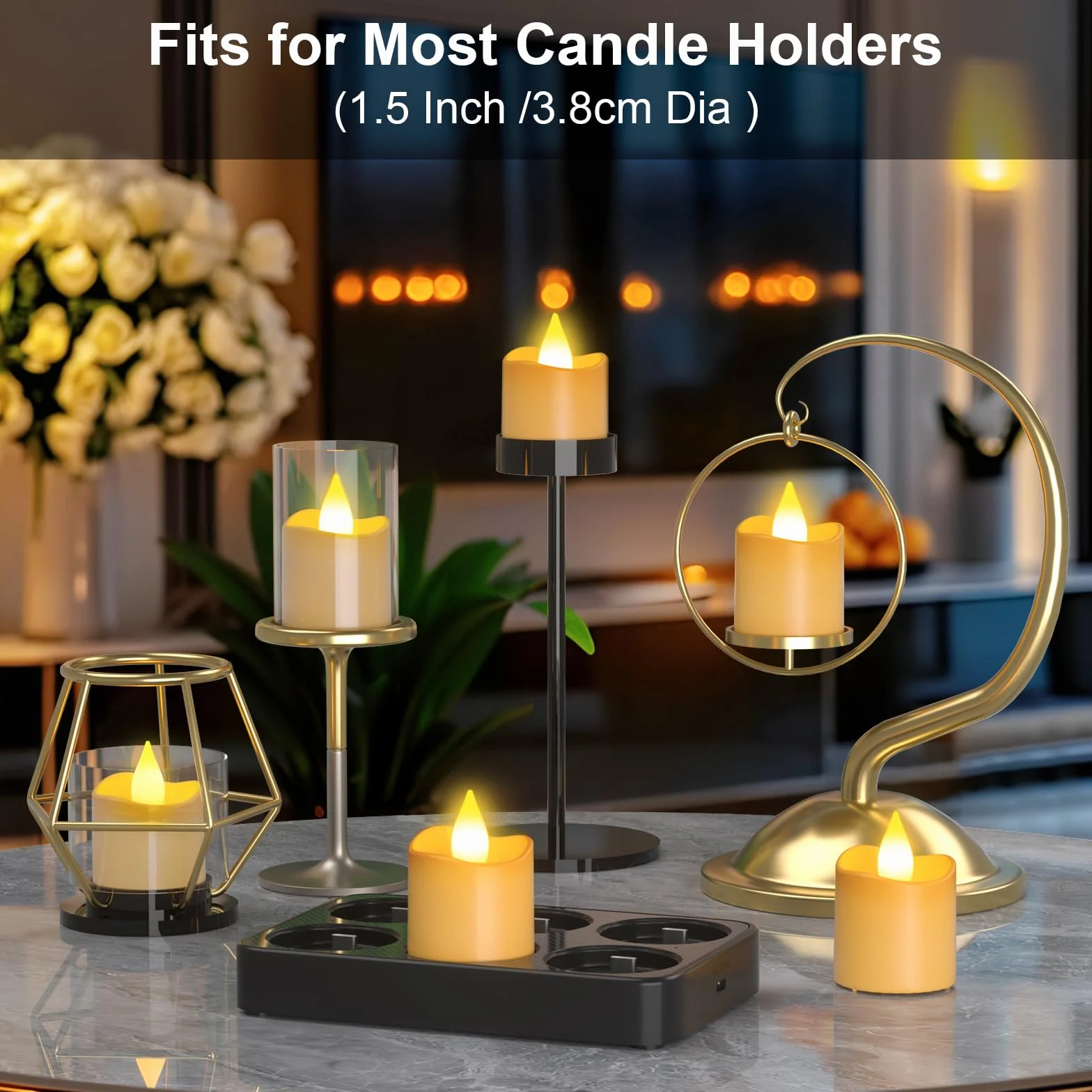 Bougies rechargeables avec télécommande lot de 6 LED sans flamme effet vacillant base de charge