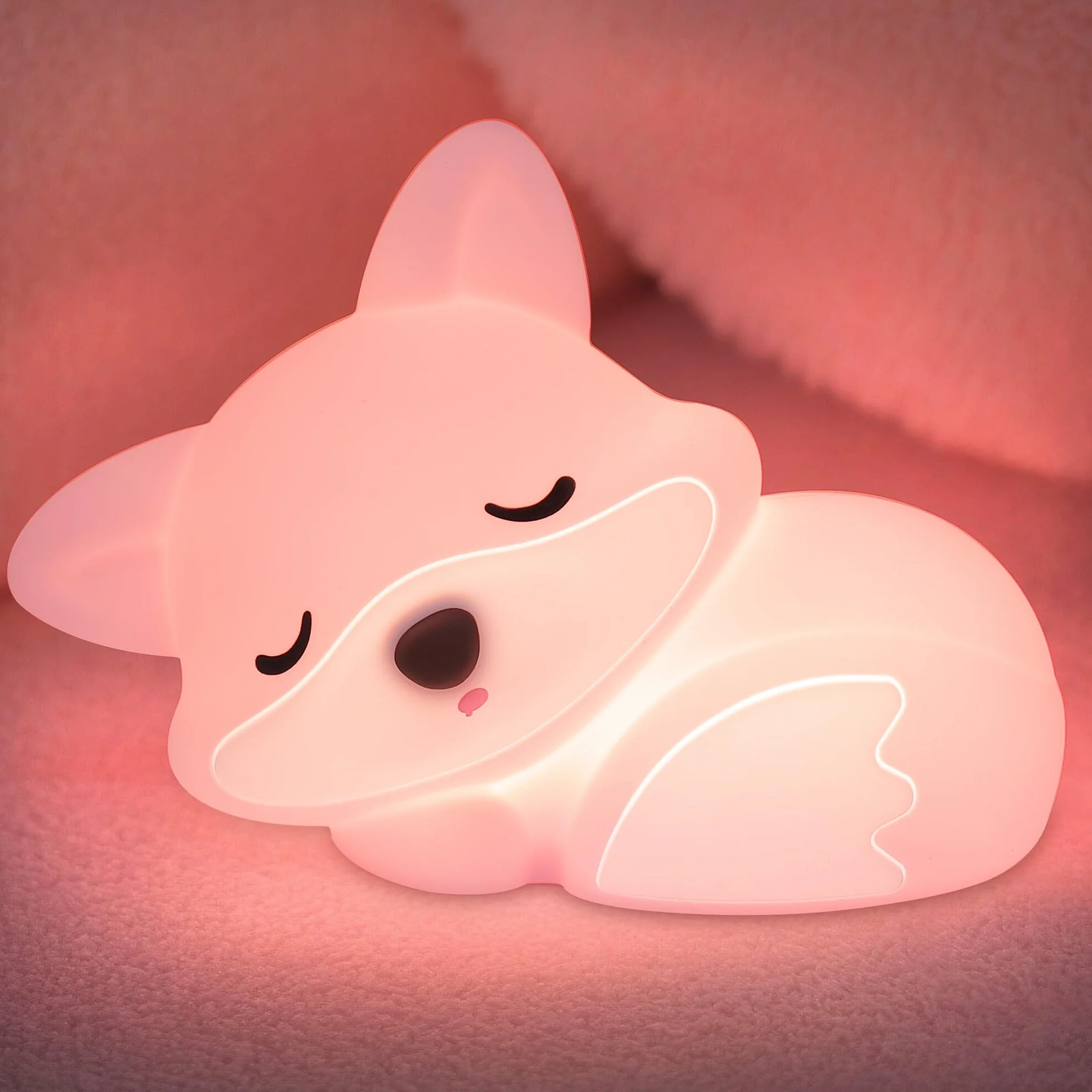 Lampe renard rose en silicone à intensité variable veilleuse enfant décoration