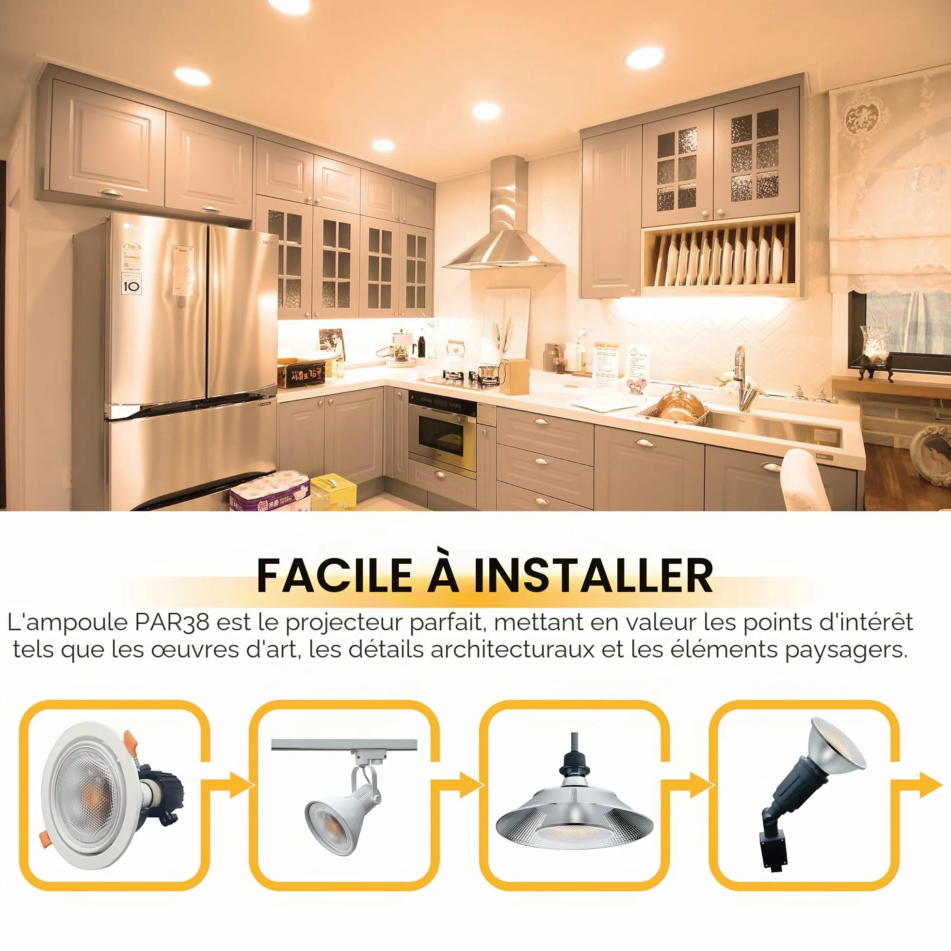 EACLL IP65 Ampoule LED E27 PAR38 Blanc Chaud 18W 1700 Lumens 3000K Lot de 2