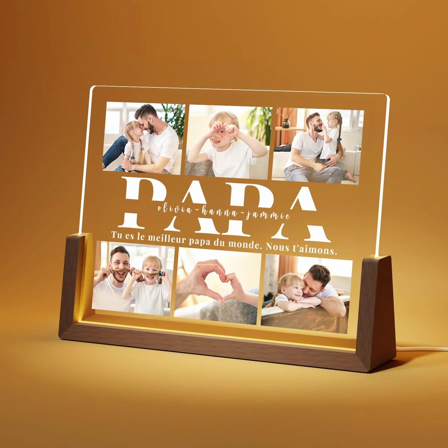 LUCKOR Cadre Photo Personnalisé Fête des Pères - Lampe Papa avec Photo Bébé