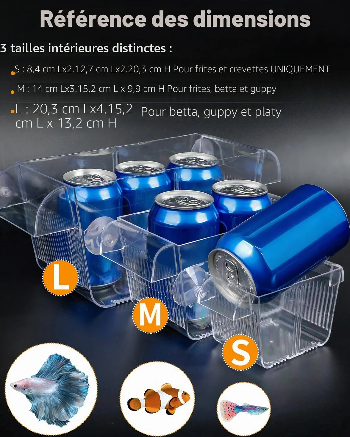 Pawfly Incubateur Aquarium Acrylique 6 Ventouses pour Poissons Betta, Crevette, Guppy, Platy