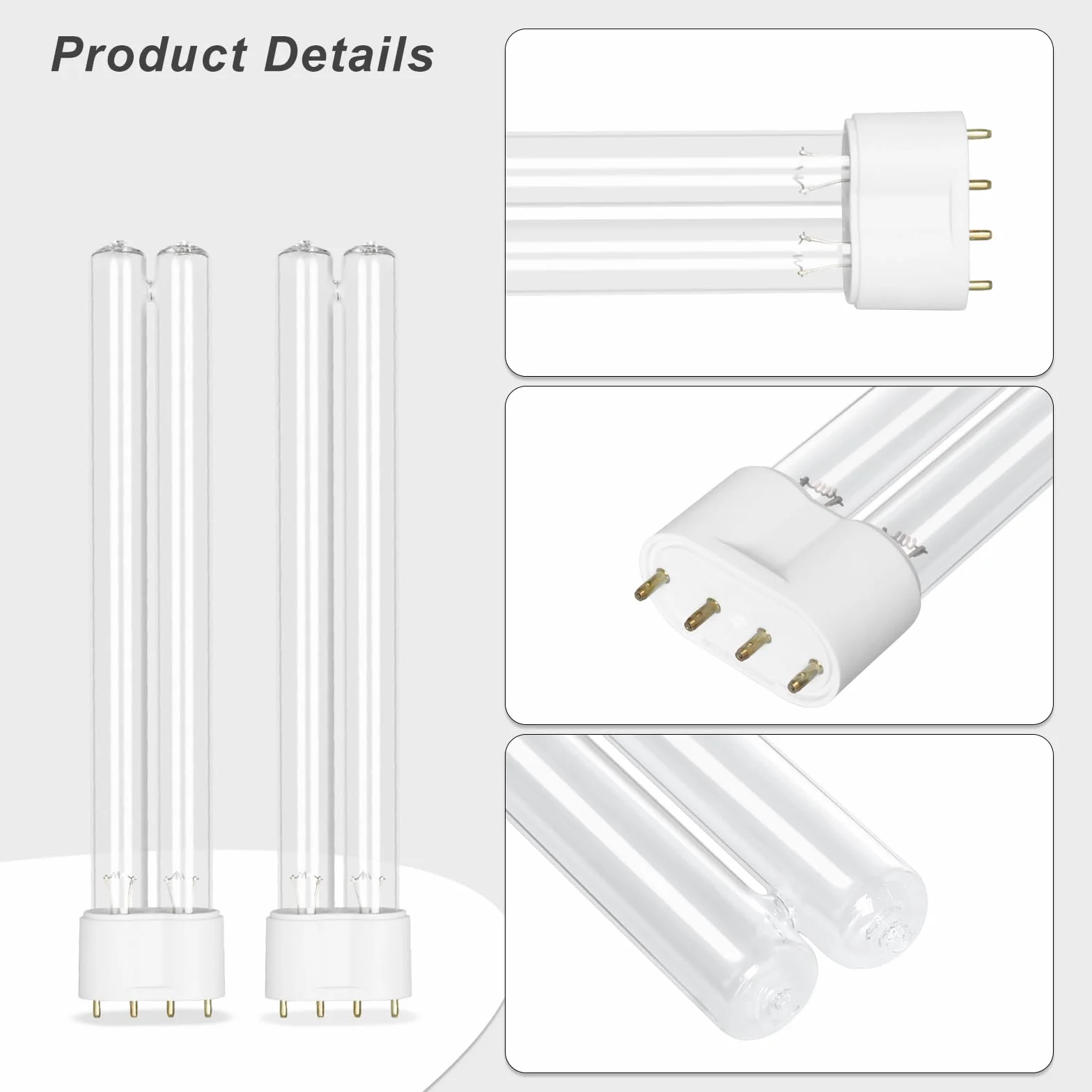 Lampe de désinfection UV 2G11 4 Broches 18W, Ampoule UVC Compacte, Filtre UV Tubulaire Pour Étangs de Parc et Poissons
