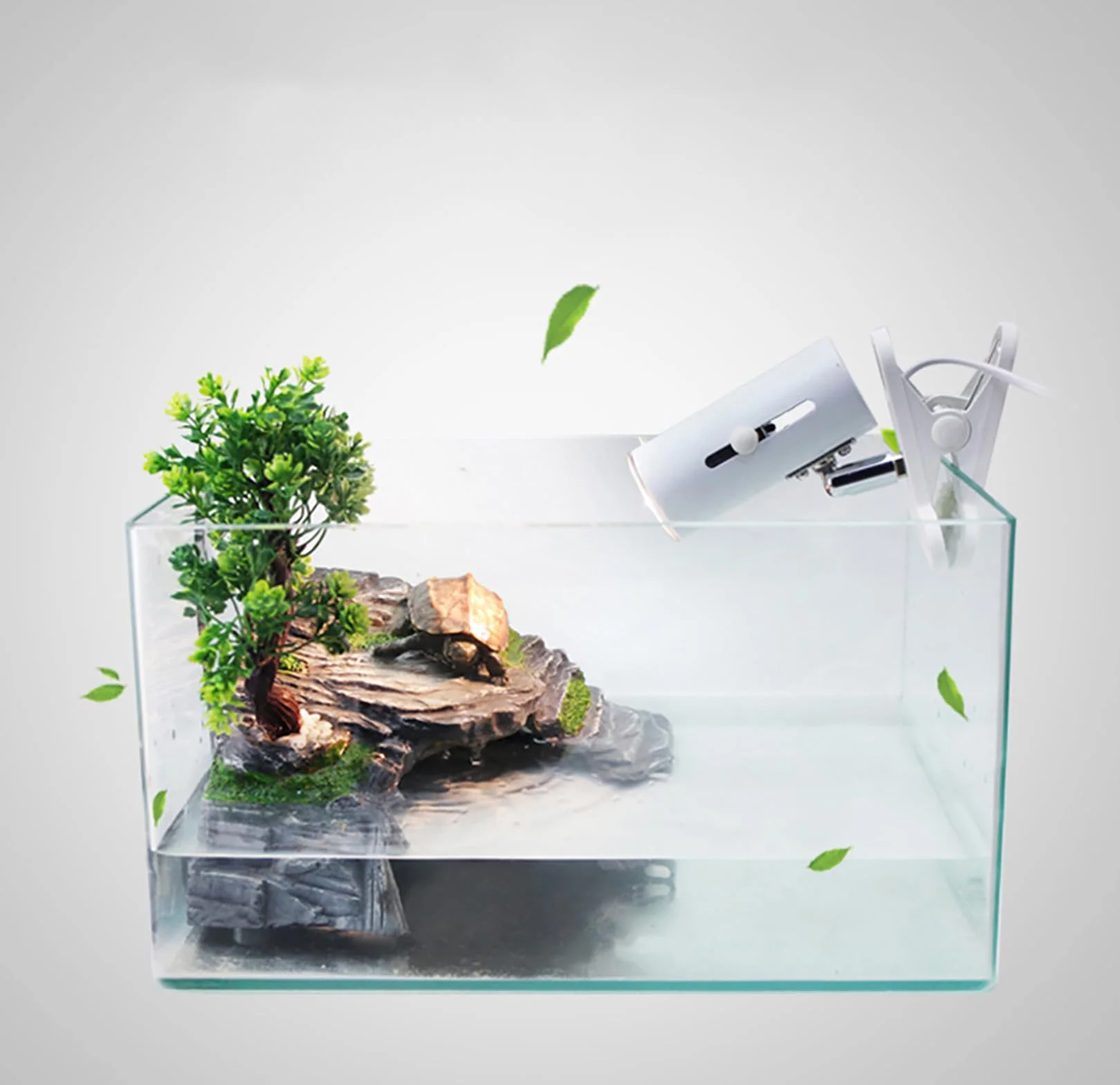 Omem Abri pour Reptiles Terrarium Cachette Rampe pour Tortue Plateforme Décoration d'habitat Humidificateur en résine (M)