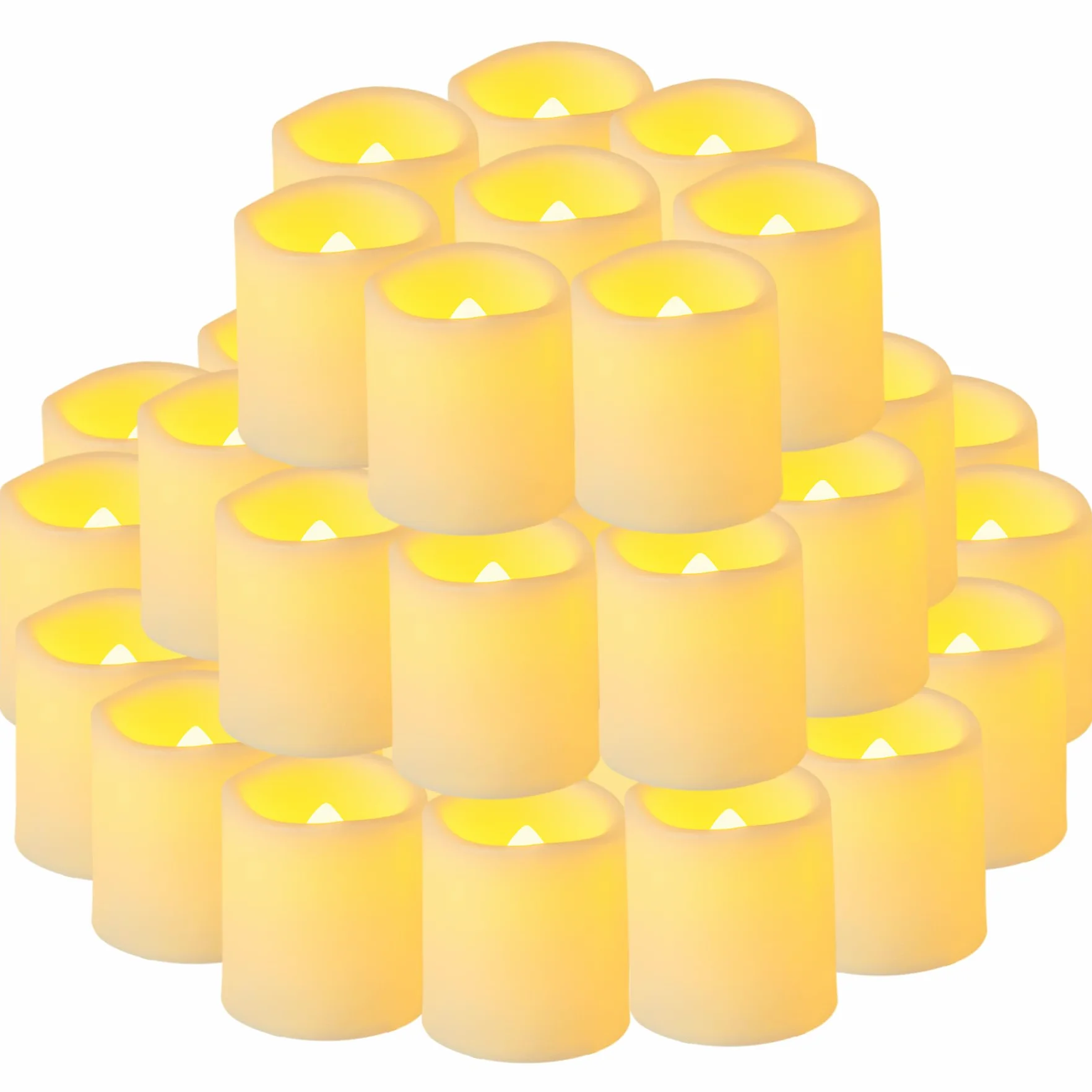 Bougies chauffe-plat à piles LED vacillantes 3,8 x 4,6 cm Lot de 48